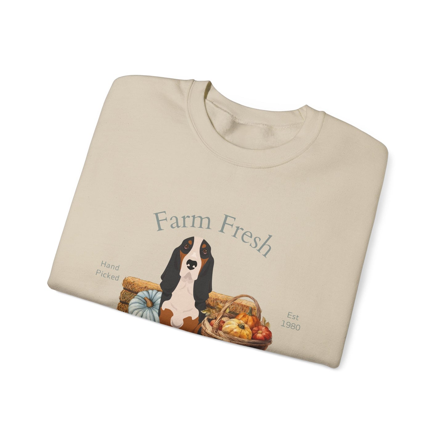 Basset Hound Dog Fall Farm Fresh Unisex Heavy Blend Crewneck Sweatshirt