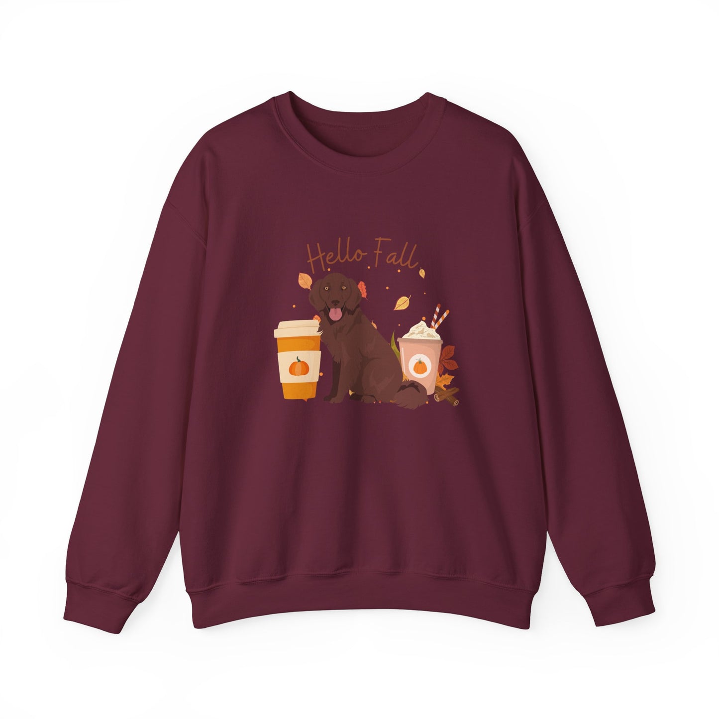 Flat Coated Retriever Dog Fall Halloween Unisex Heavy Blend Crewneck Sweatshirt
