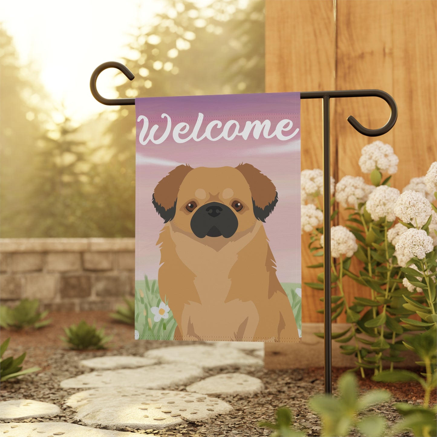 Tibetan Spaniel Dog Welcome Garden Flag