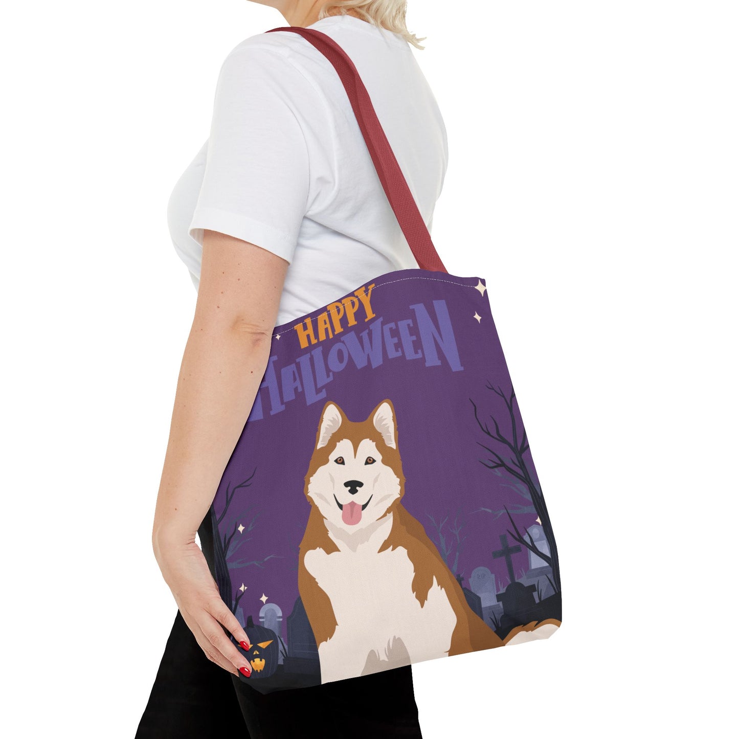 Alaskan Malamute Dog Happy Halloween Tote Bag 16x16