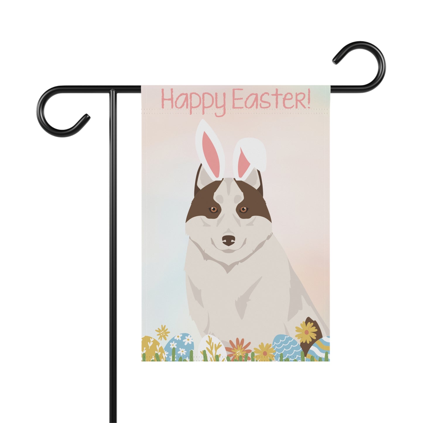 Siberian Husky Dog Happy Easter Garden Flag