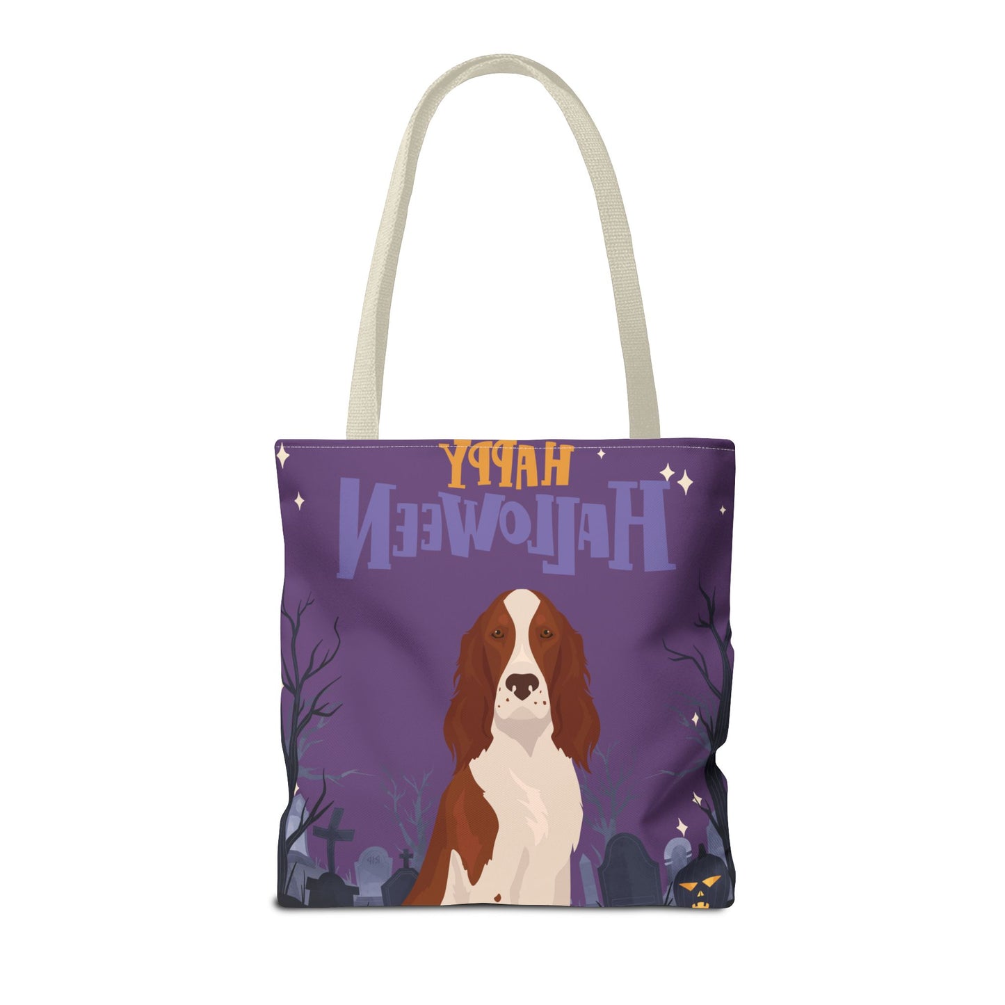 Irish Red and White Setter Dog Happy Halloween Tote Bag 16x16