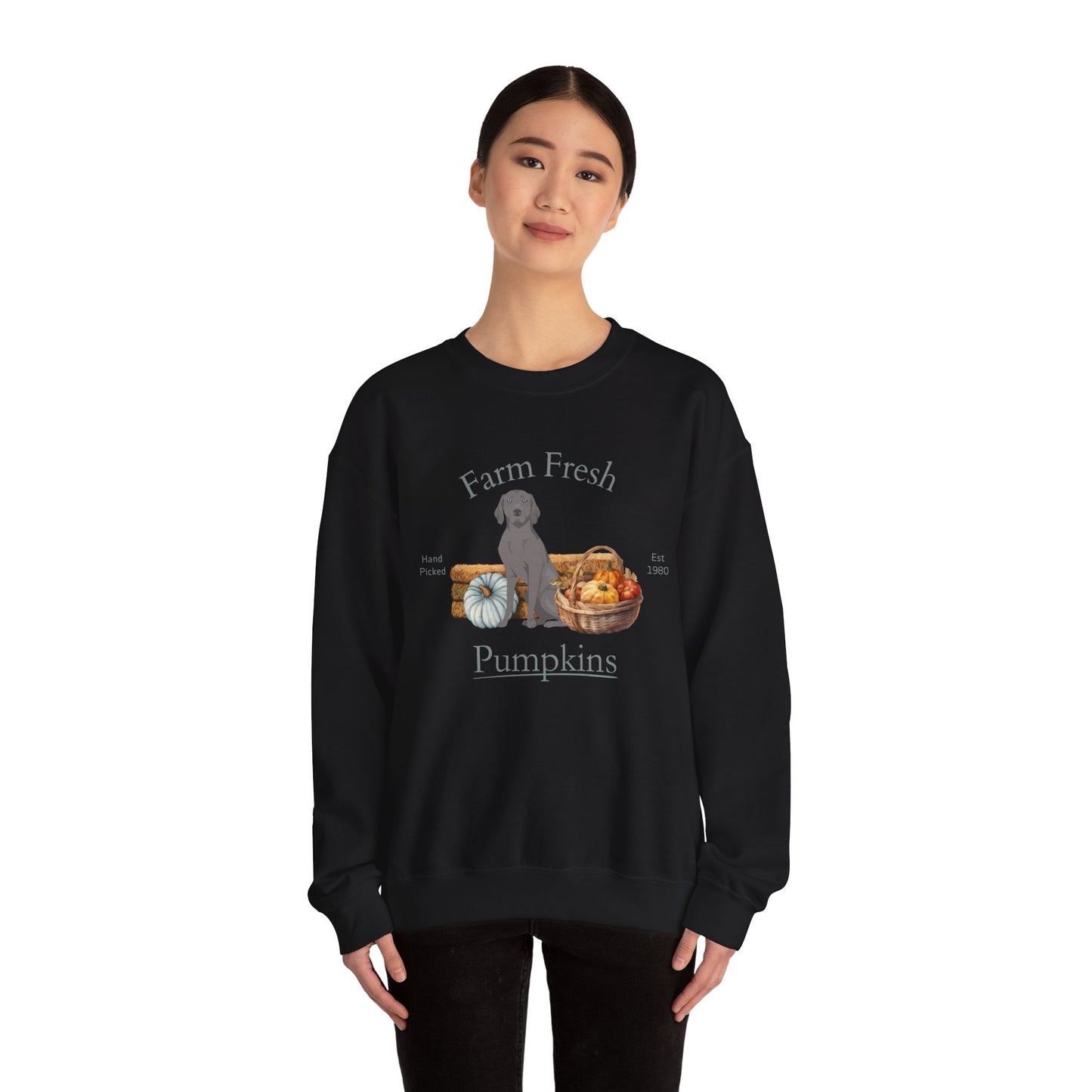 Weimaraner Dog Fall Farm Fresh Unisex Heavy Blend Crewneck Sweatshirt