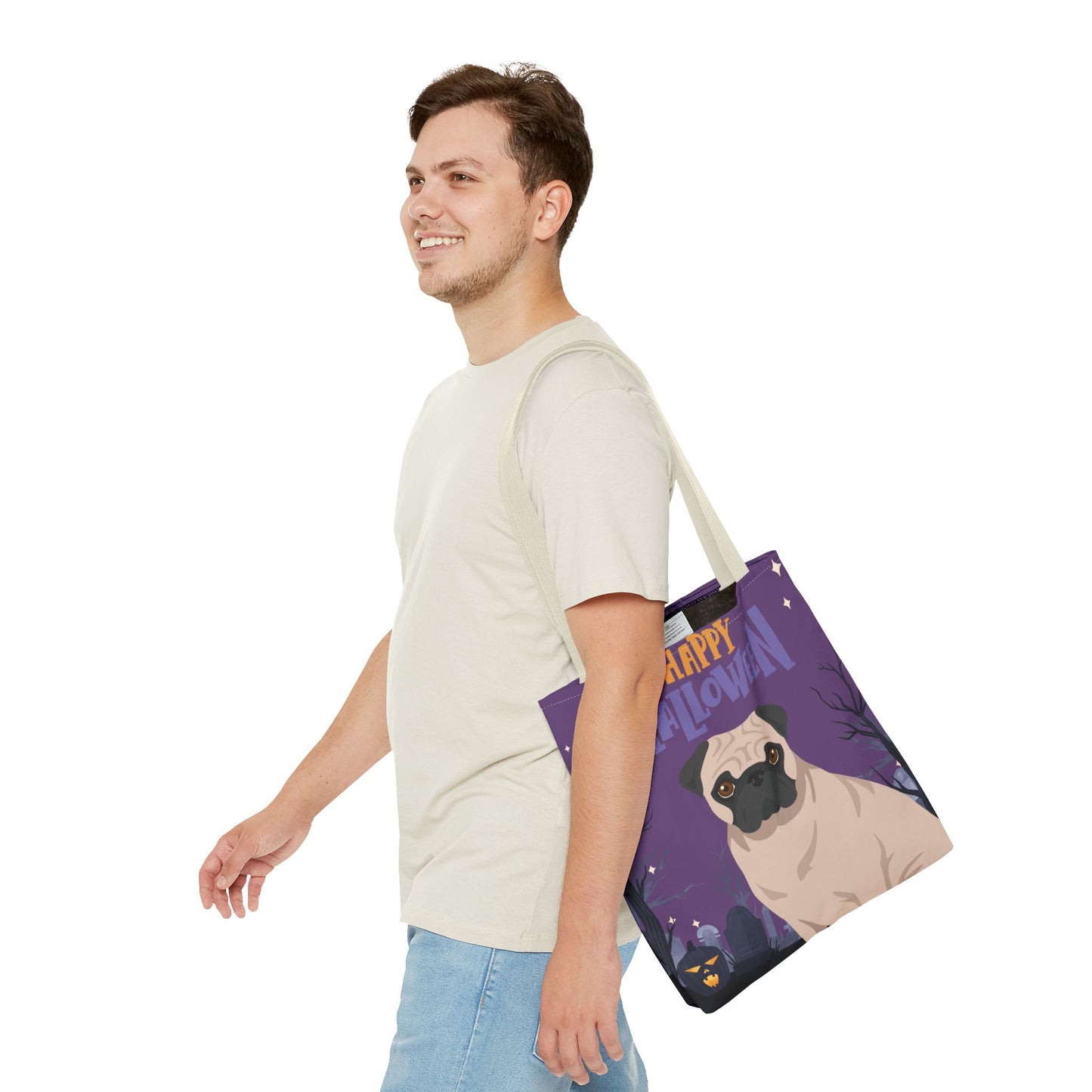 Pug Dog Happy Halloween Tote Bag 16x16
