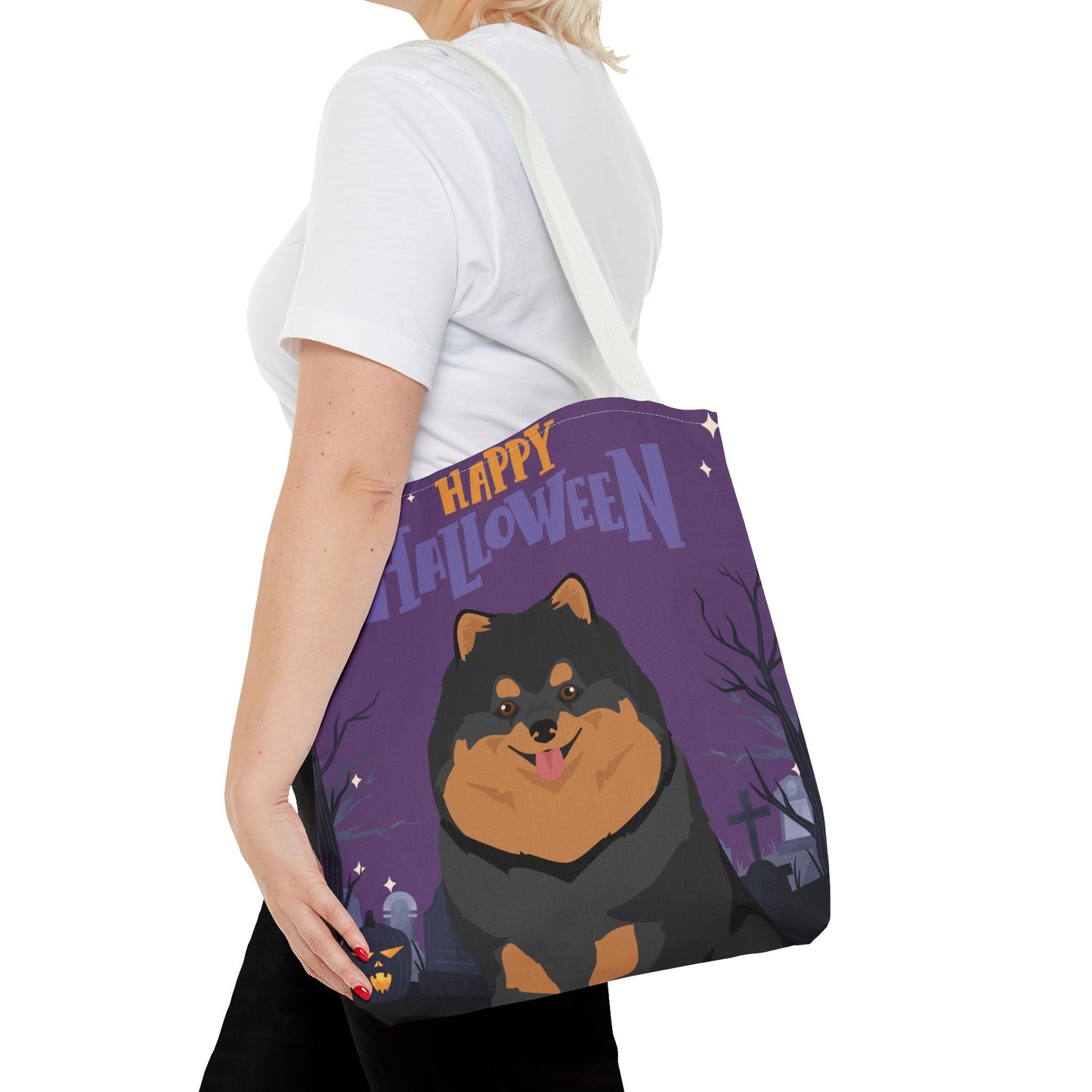 Pomeranian Dog Happy Halloween Tote Bag 16x16