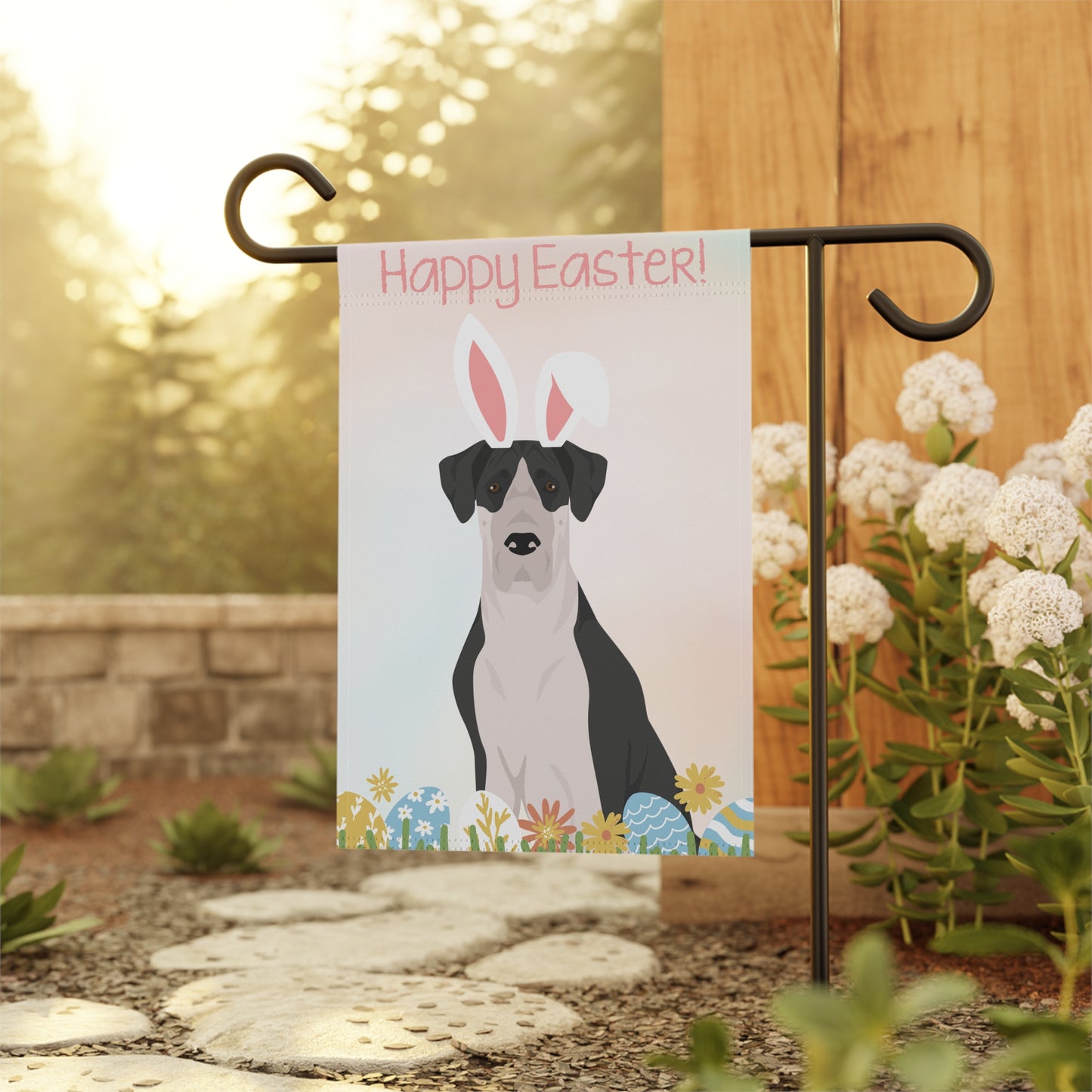 Great Dane Dog Happy Easter Garden Flag