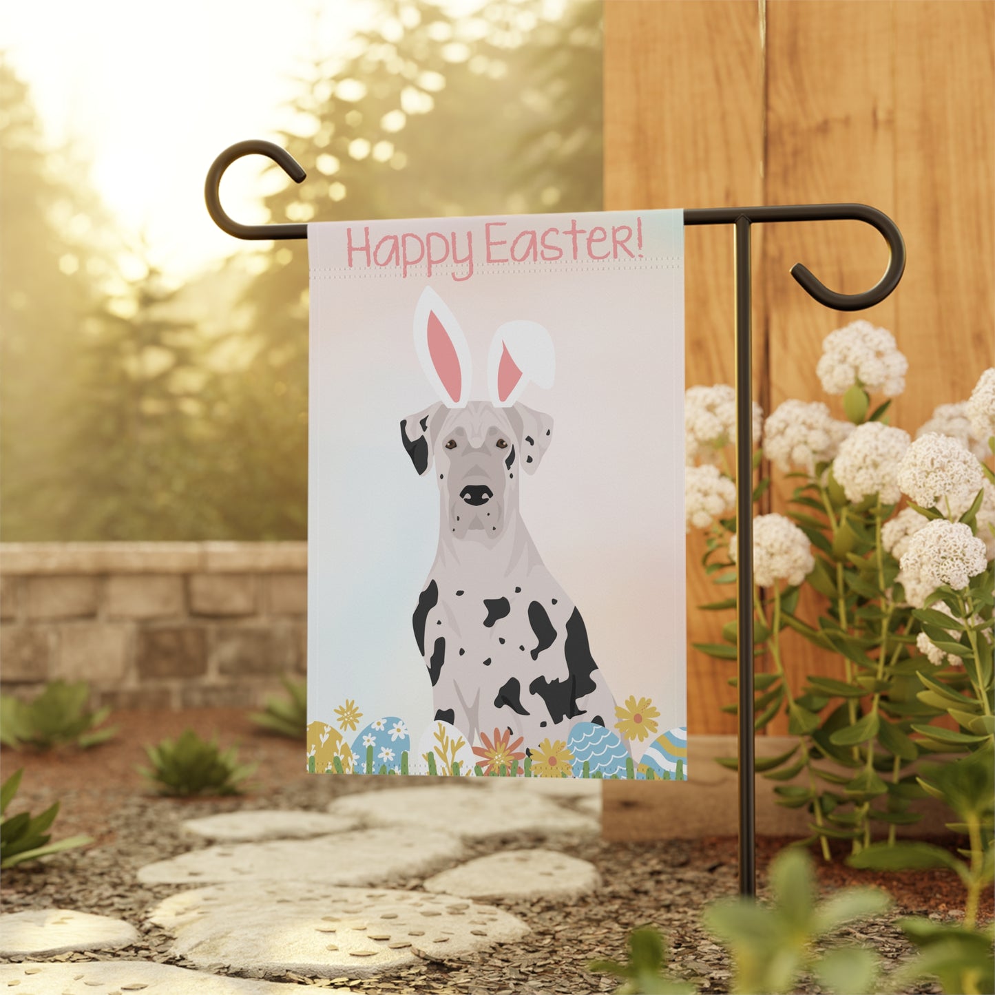 Great Dane Dog Happy Easter Garden Flag
