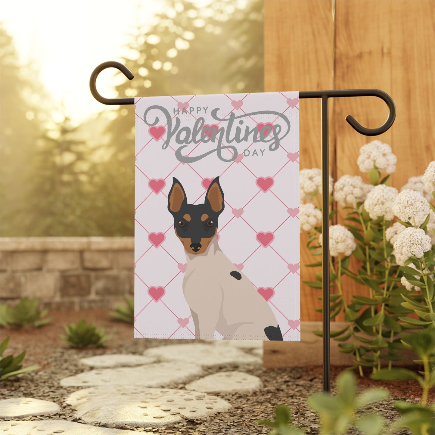 Toy Fox Terrier Dog Valentines Day Garden Flag