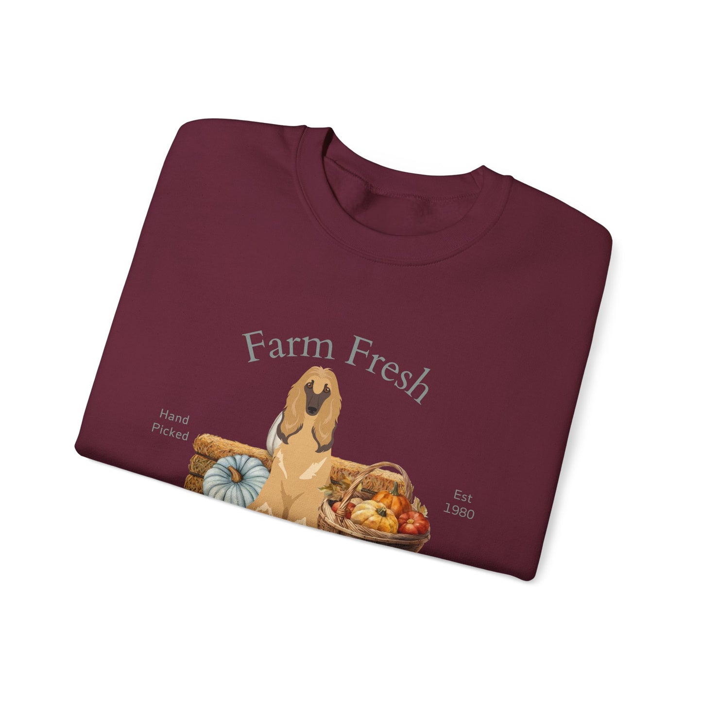 Afghan Hound Dog Fall Farm Fresh Unisex Heavy Blend Crewneck Sweatshirt