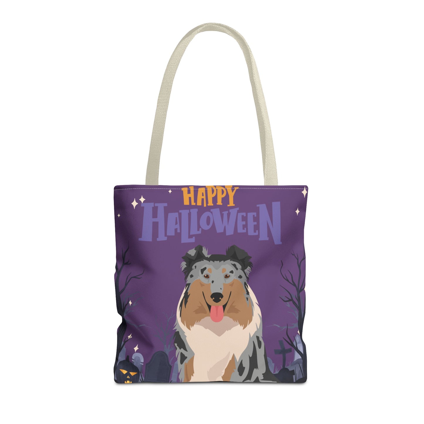 Collie Dog Happy Halloween Tote Bag 16x16