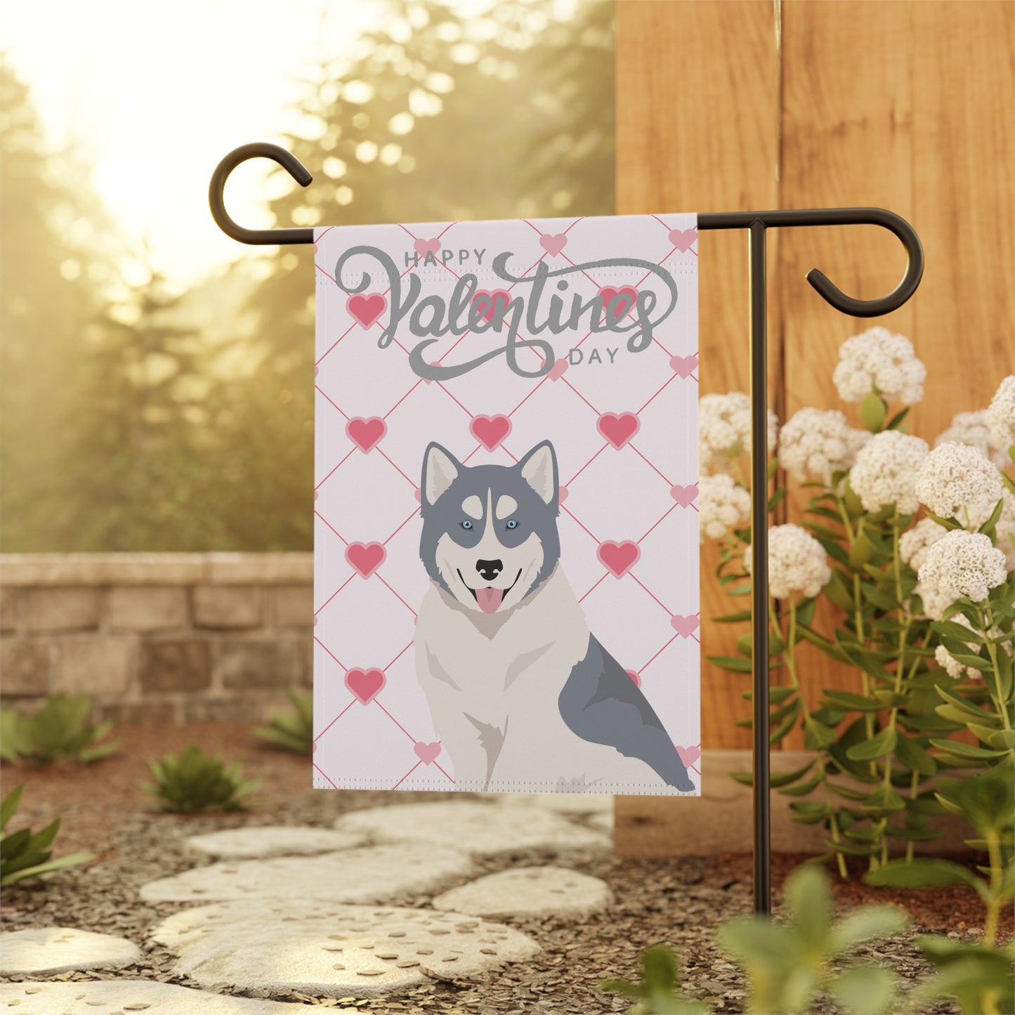 Canadian Inuit Dog Valentines Day Garden Flag