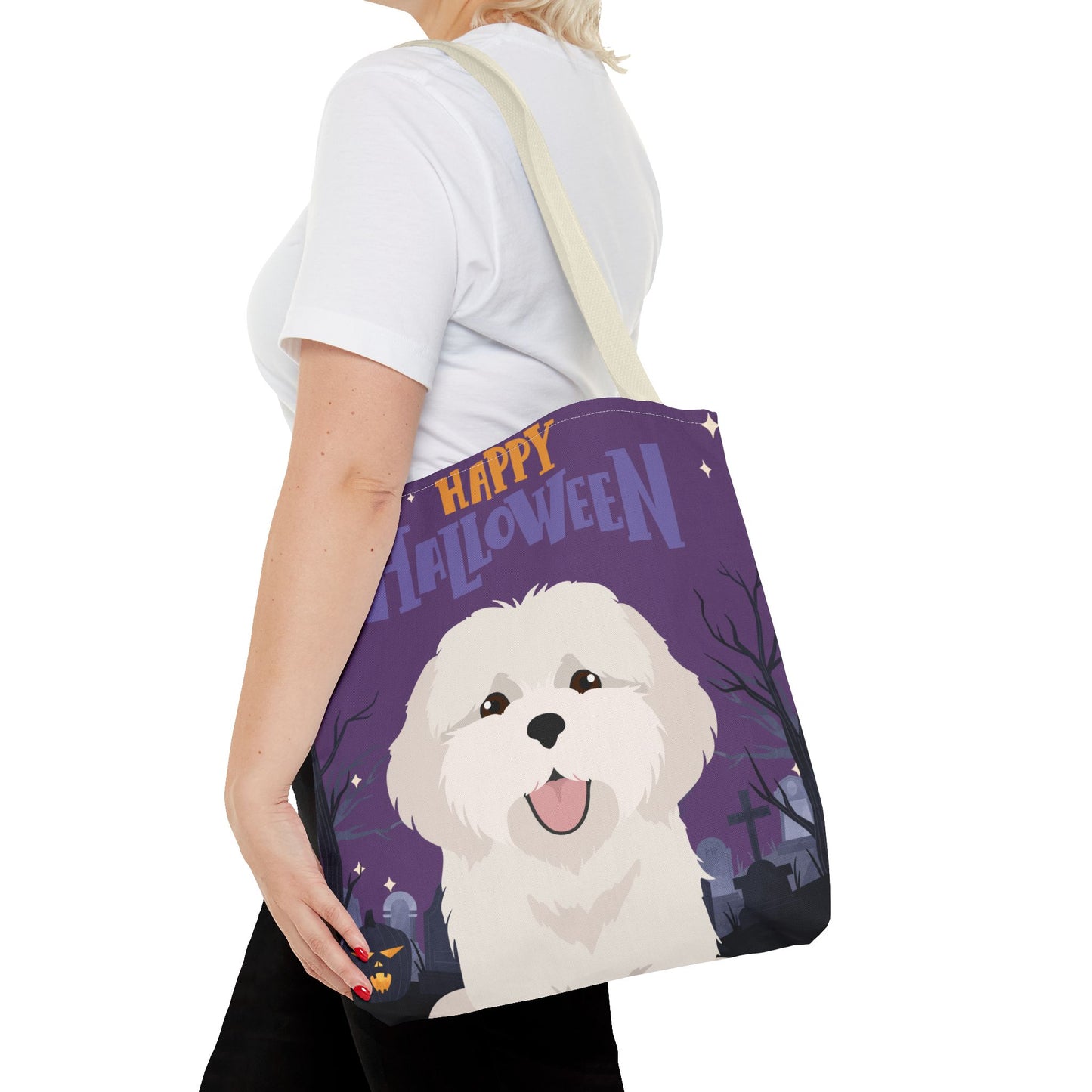 Coton de Tulear Dog Happy Halloween Tote Bag 16x16