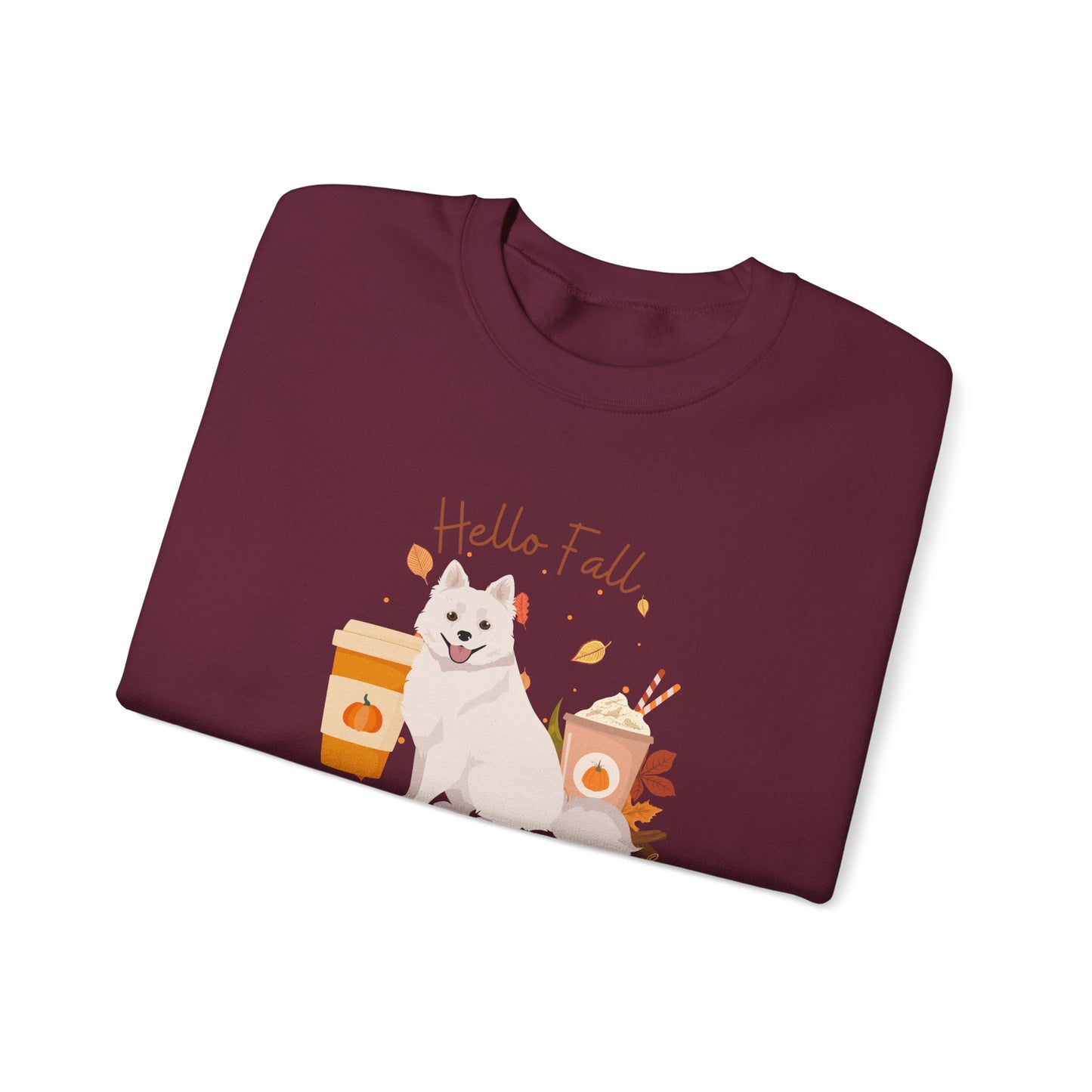 American Eskimo Dog Fall Unisex Heavy Blend Crewneck Sweatshirt