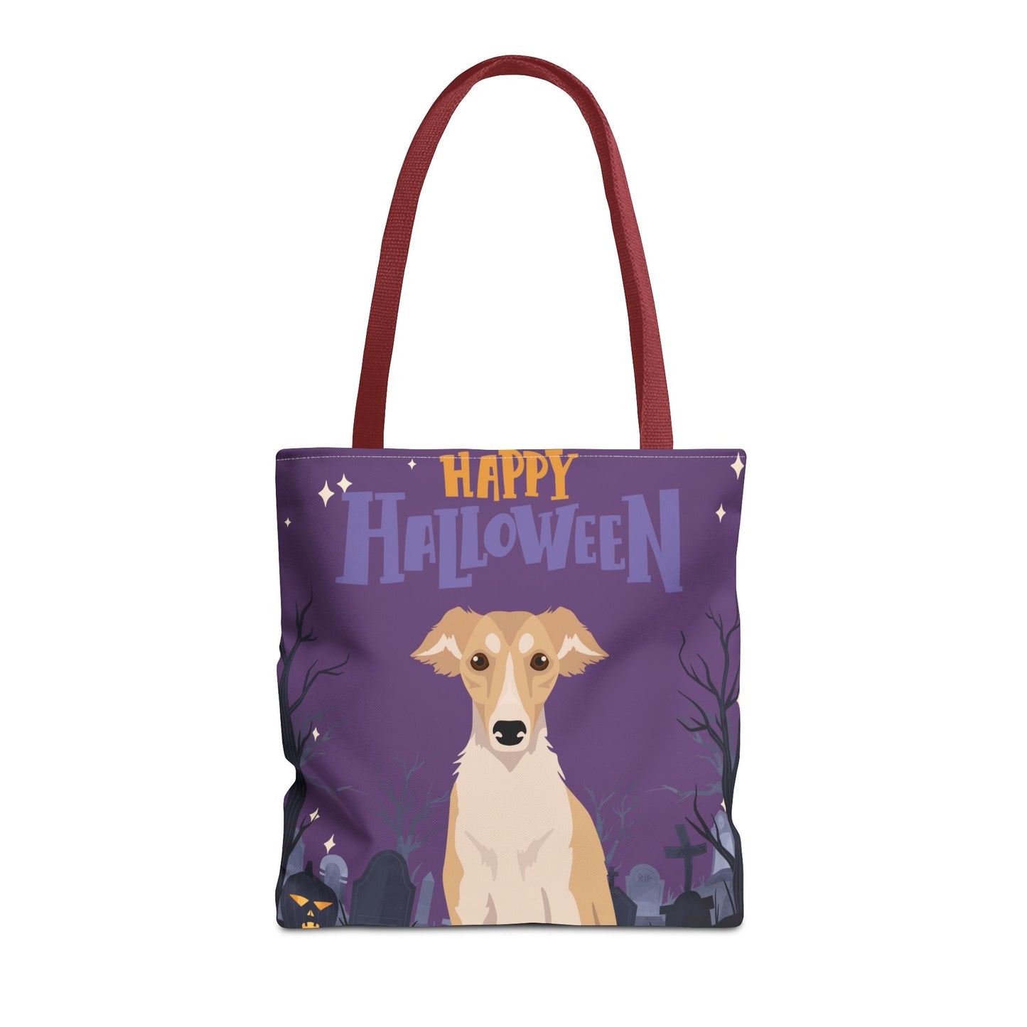Silken Windhound Dog Happy Halloween Tote Bag 16x16
