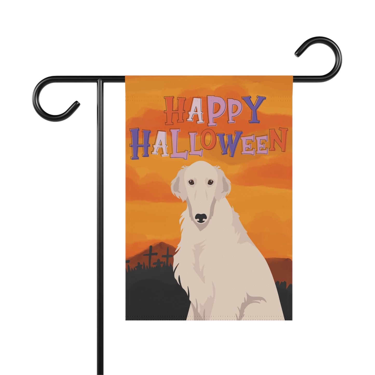 Borzoi Dog Halloween Garden Flag