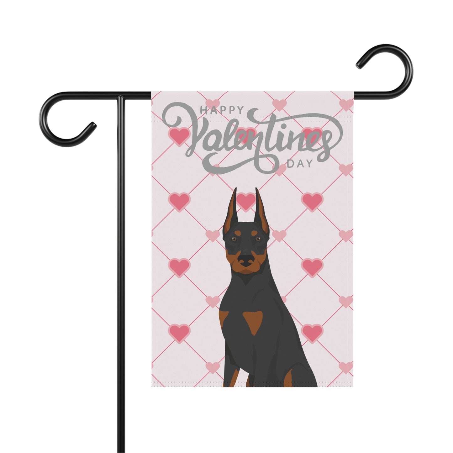 Doberman Pinscher Dog Valentines Day Garden Flag