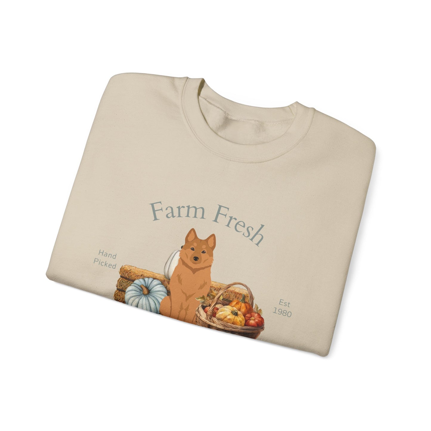 Finnish Spitz Dog Fall Farm Fresh Unisex Heavy Blend Crewneck Sweatshirt