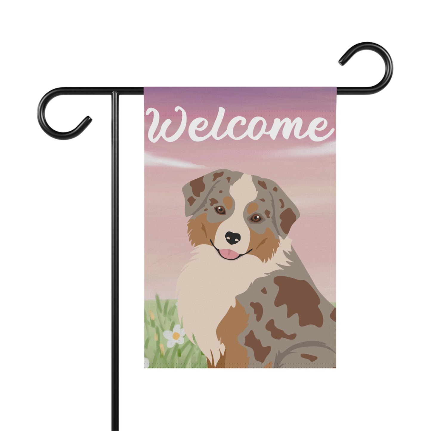Miniature American Shepherd Dog Welcome Garden Flag