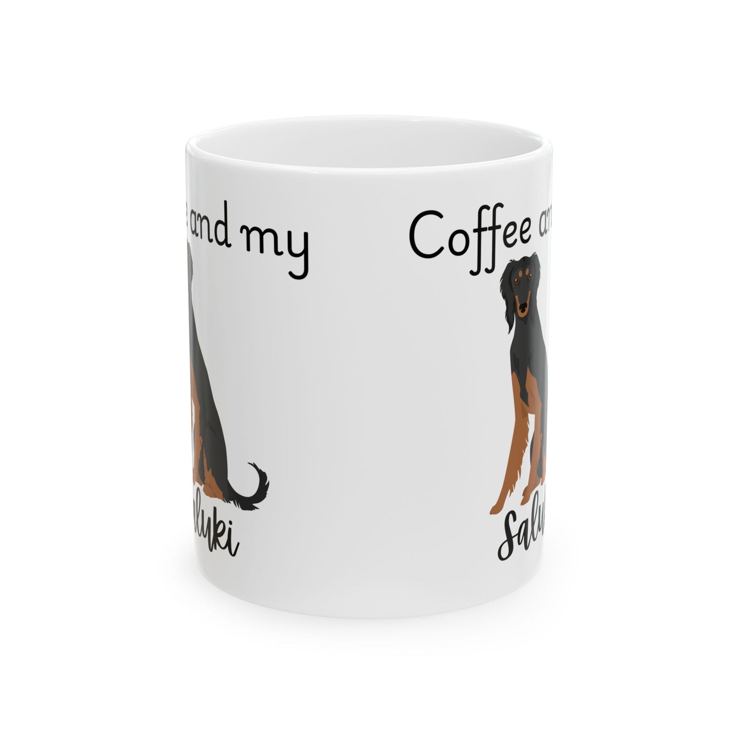 Coffee and My Saluki Ceramic Mug | Dog Lover Gift, Pet Owner Cup, Cute Mug for Dog Moms, Funny Mug for Coffee Lovers