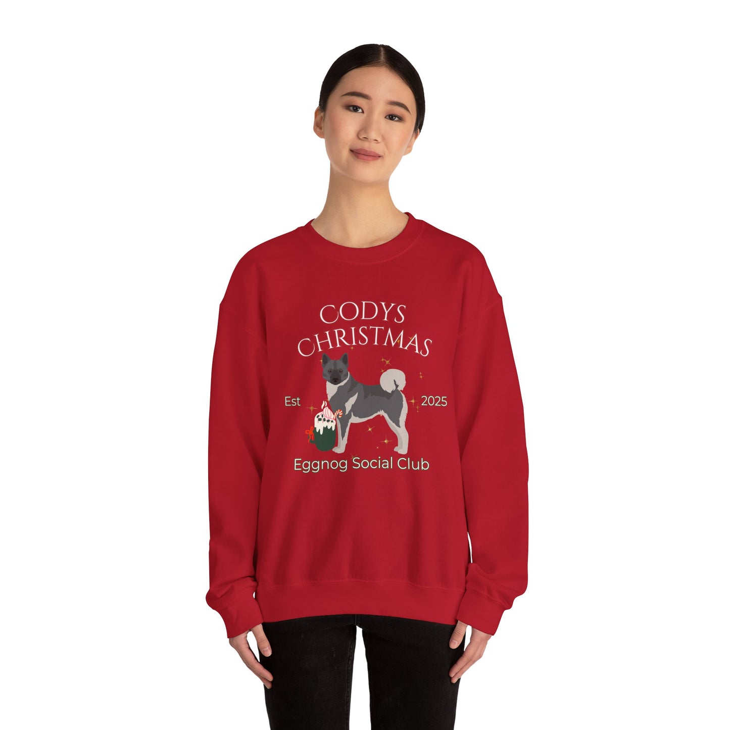 Norwegian Elkhound Dog Christmas Social Club Unisex Heavy Blend Crewneck Sweatshirt Custom Name