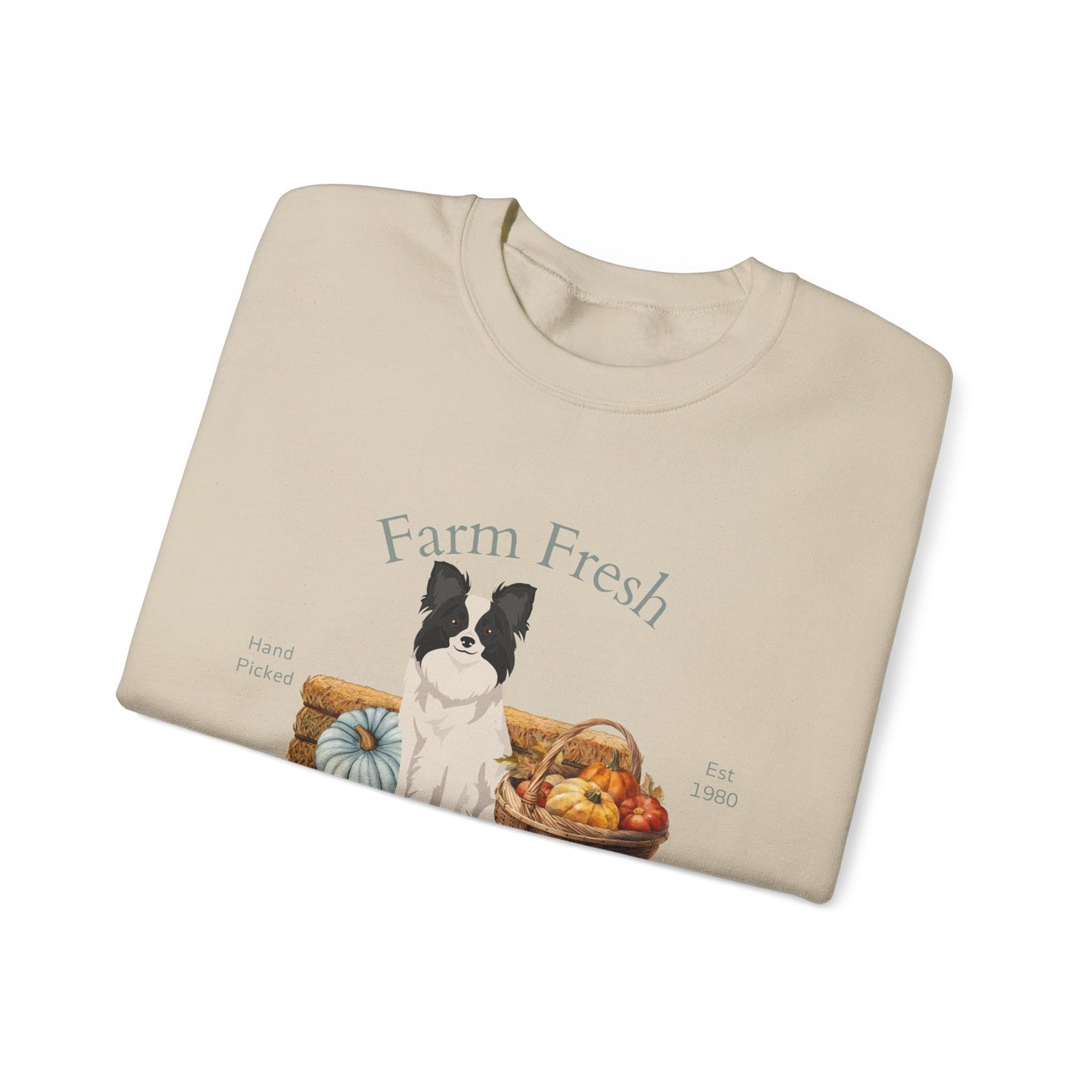 Papillon Dog Fall Farm Fresh Unisex Heavy Blend Crewneck Sweatshirt
