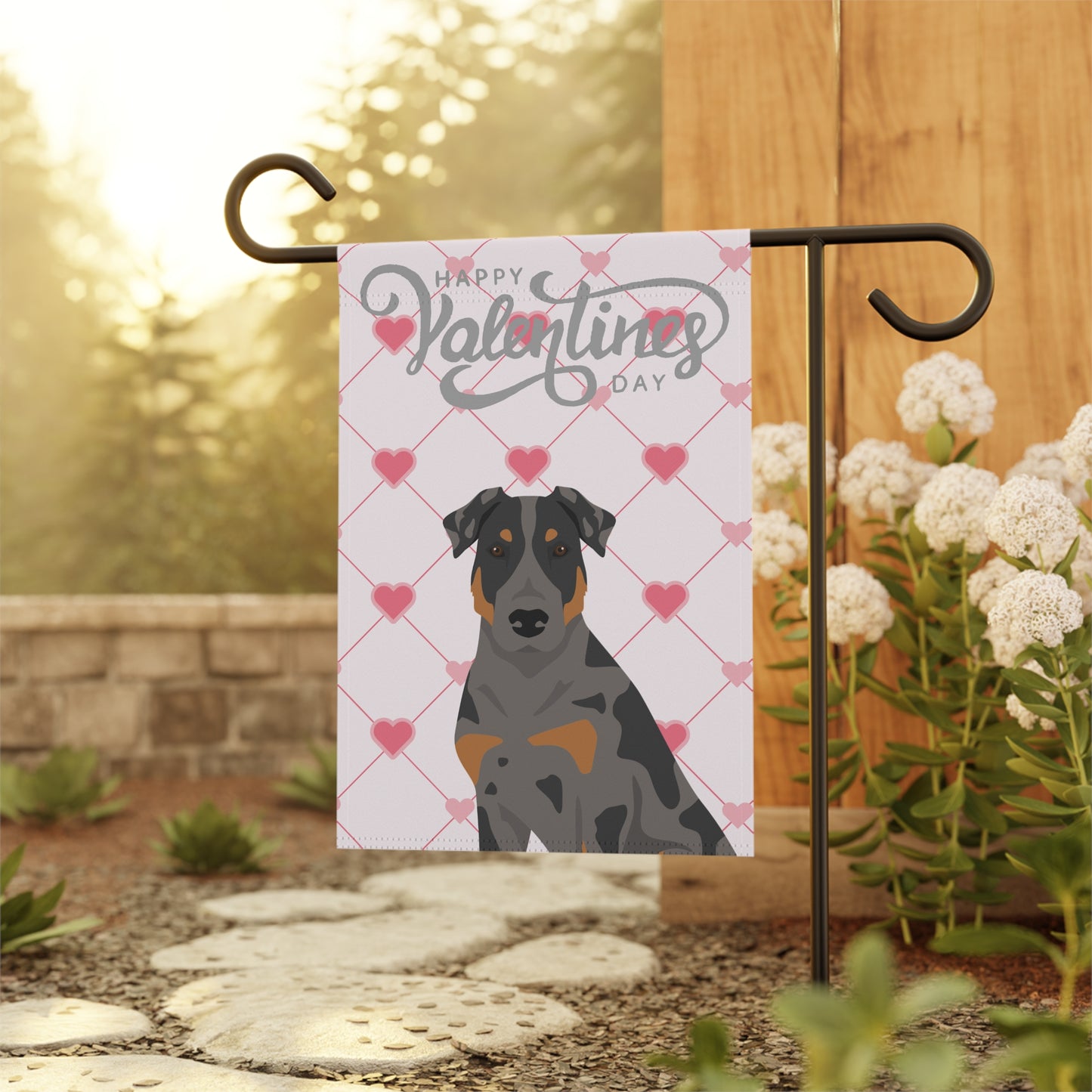 Beauceron Dog Valentines Day Garden Flag