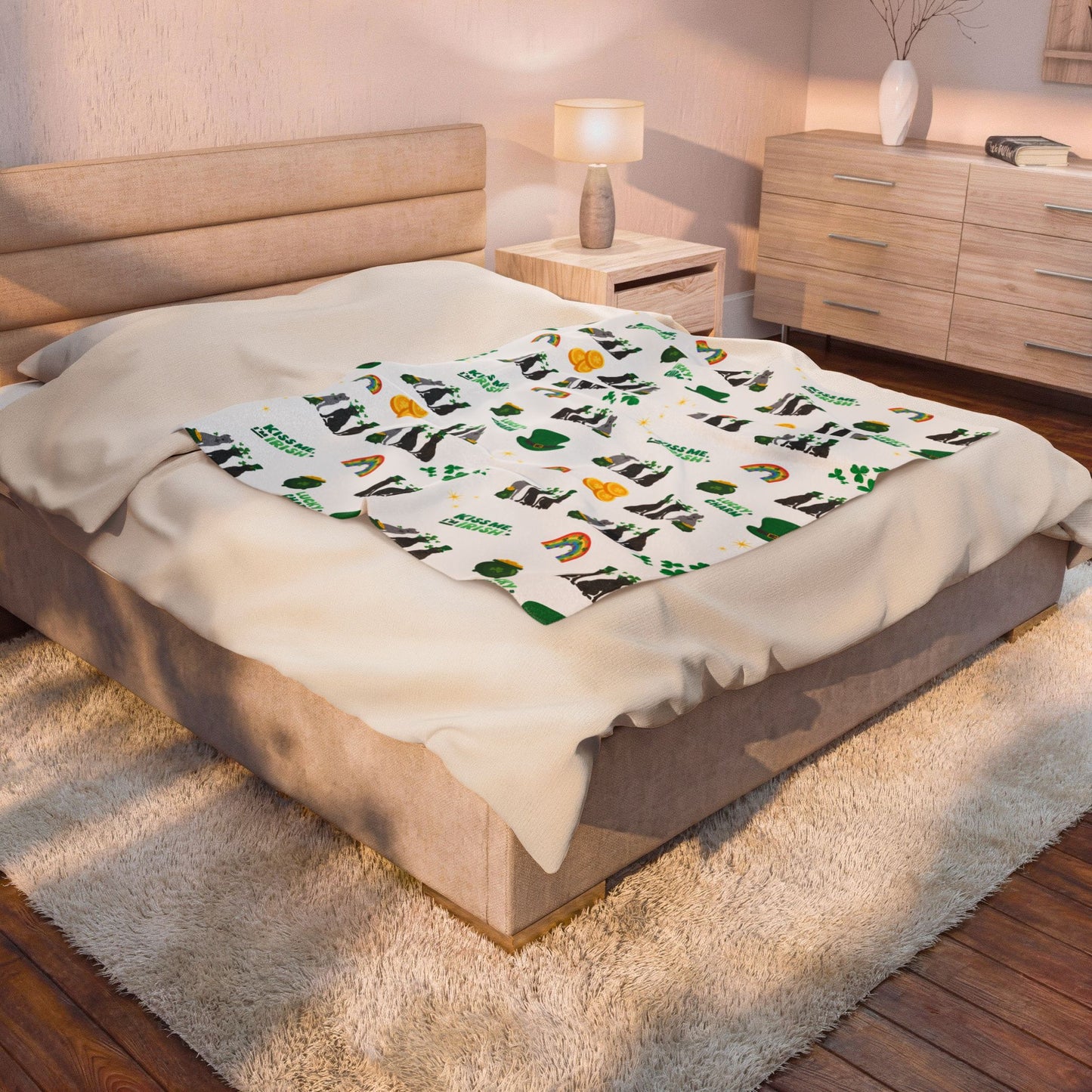 Cane Corso Dog St Patrick’s Day Velveteen Plush Blanket