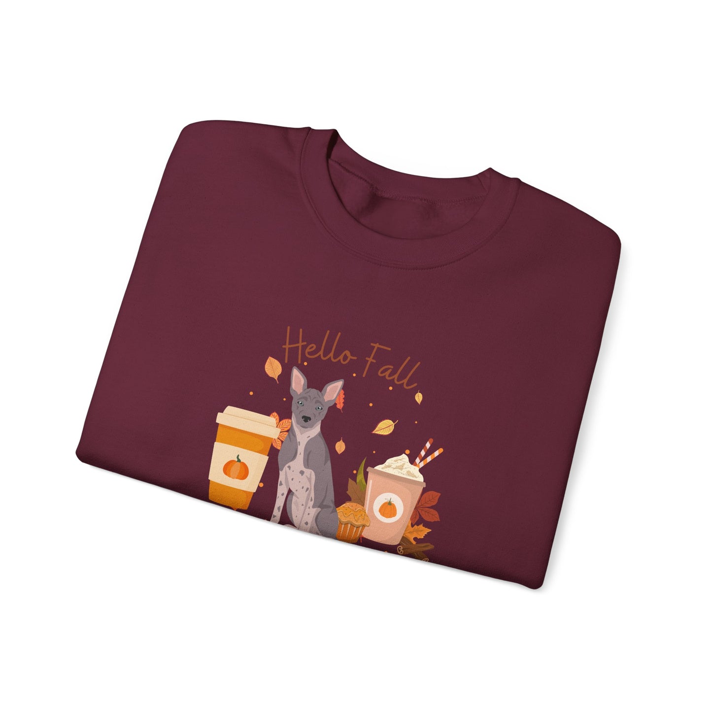 American Hairless Terrier Dog Fall Unisex Heavy Blend Crewneck Sweatshirt