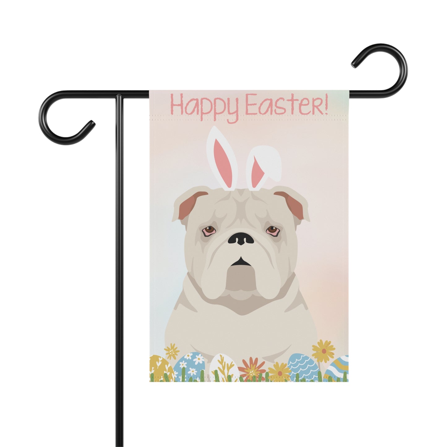 Bulldog Dog Happy Easter Garden Flag