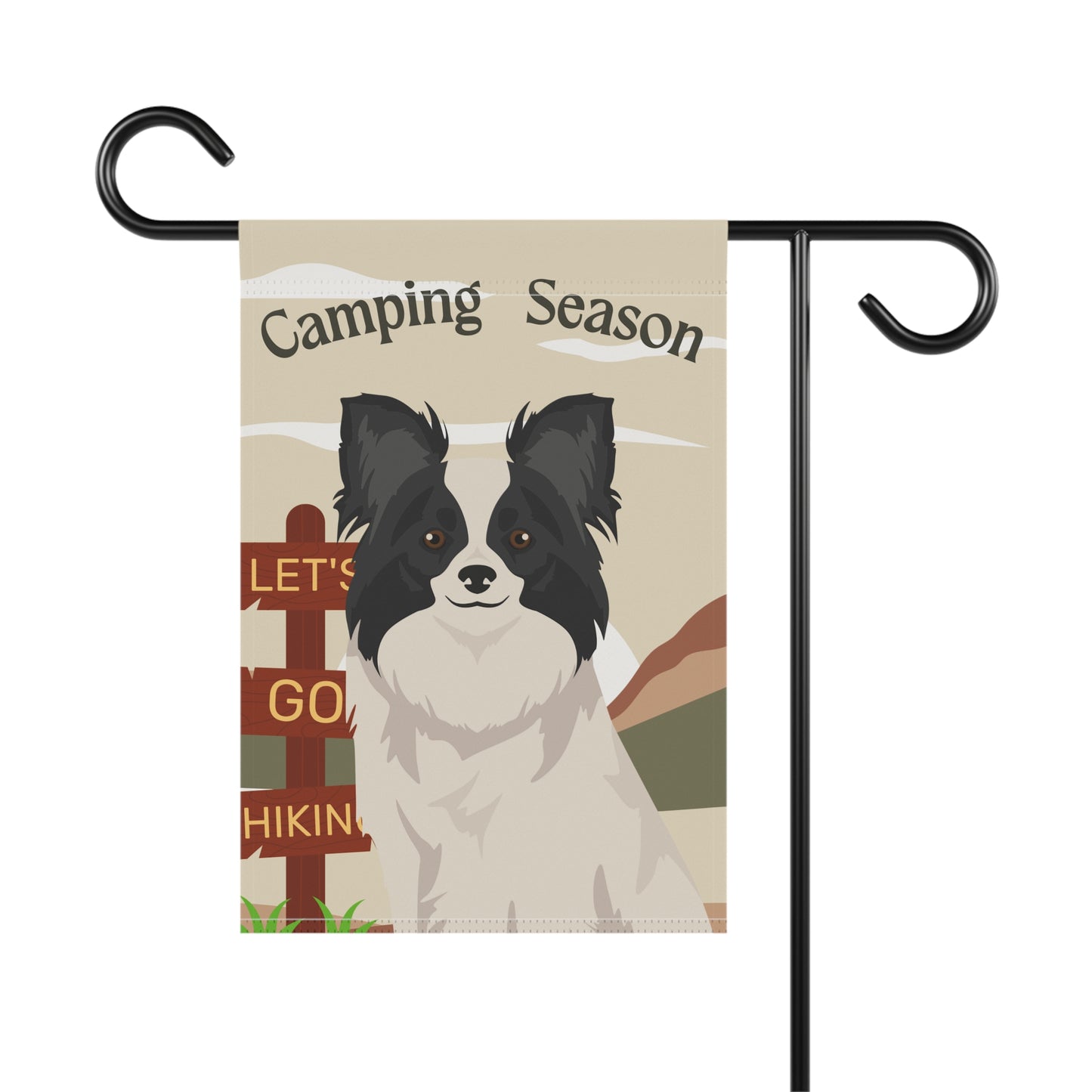 Papillon Dog Camping Garden Flag