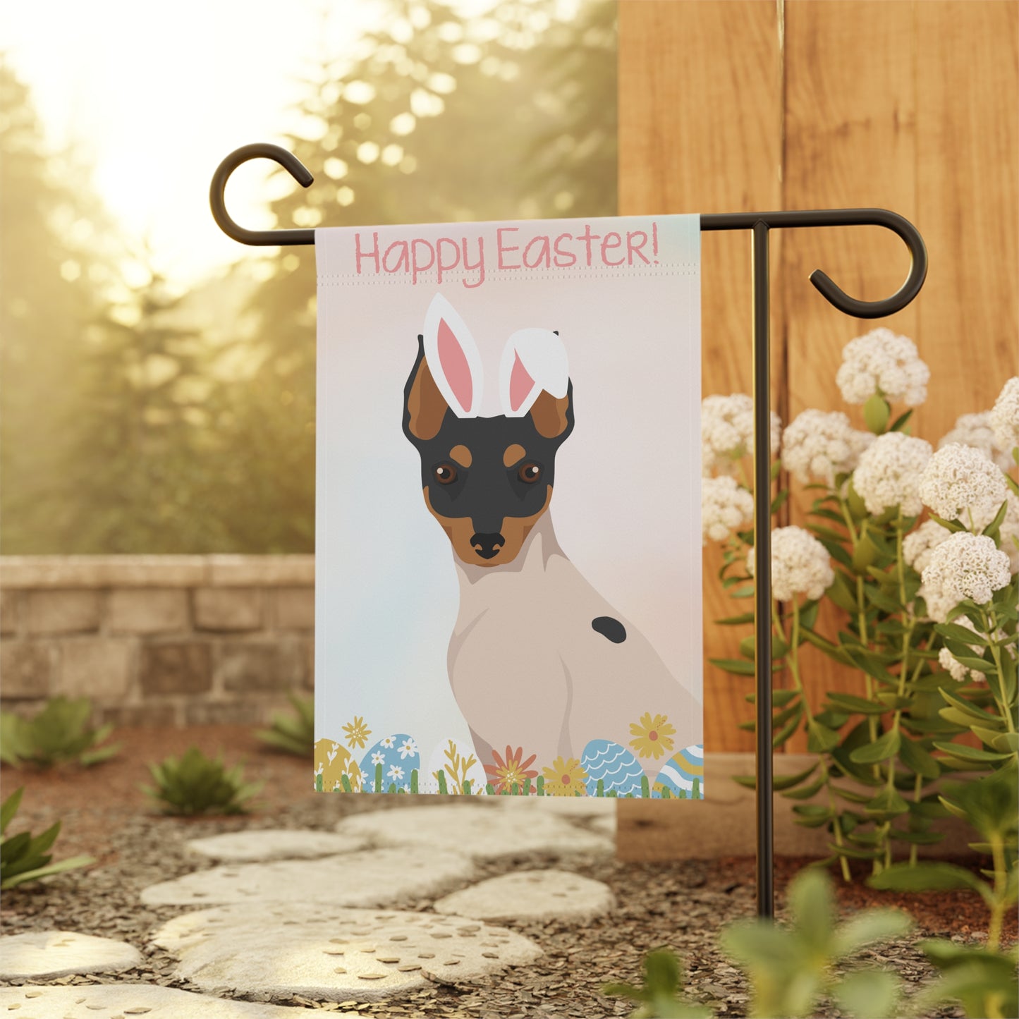 Toy Fox Terrier Dog Happy Easter Garden Flag