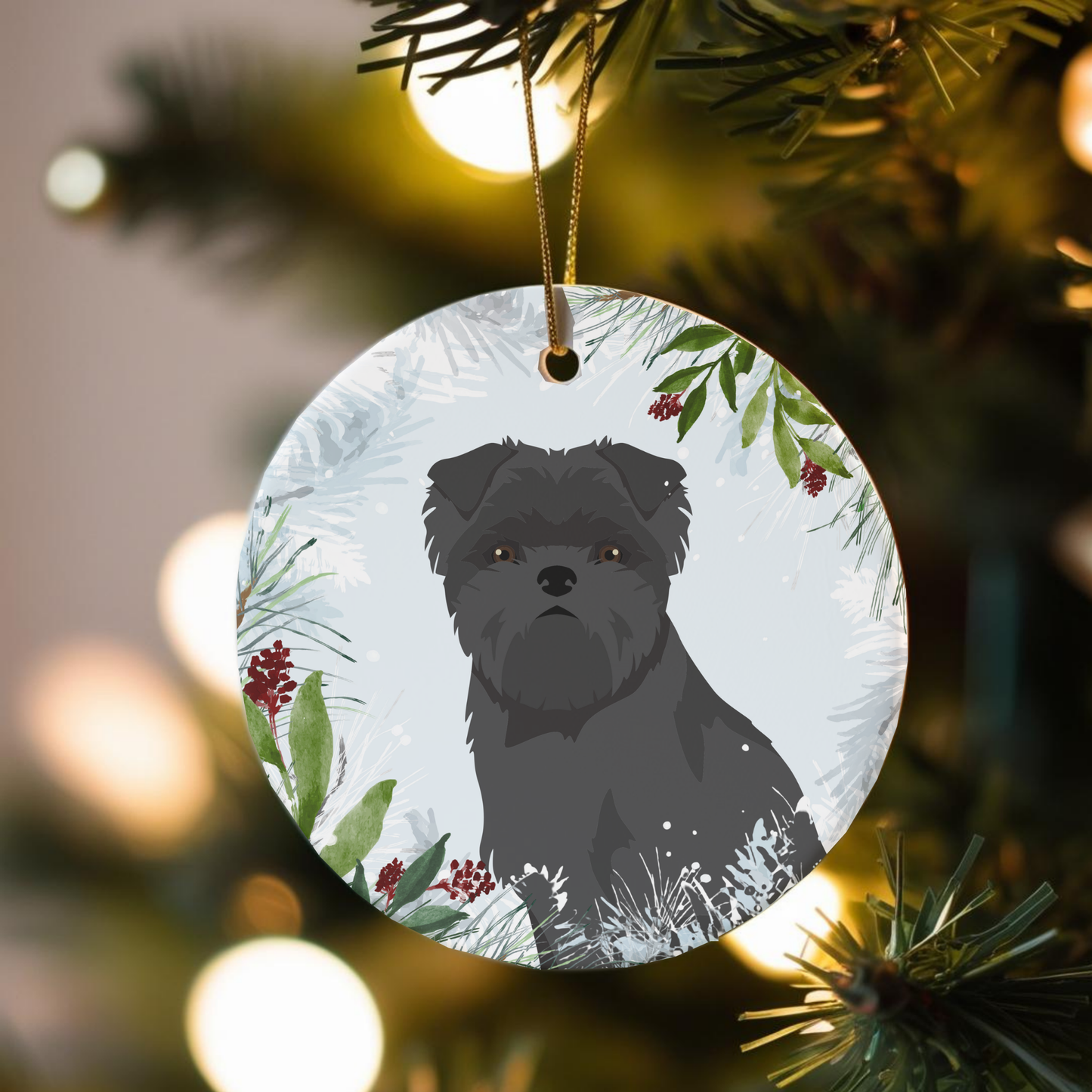 Affenpinscher Dog Ceramic Christmas Ornaments