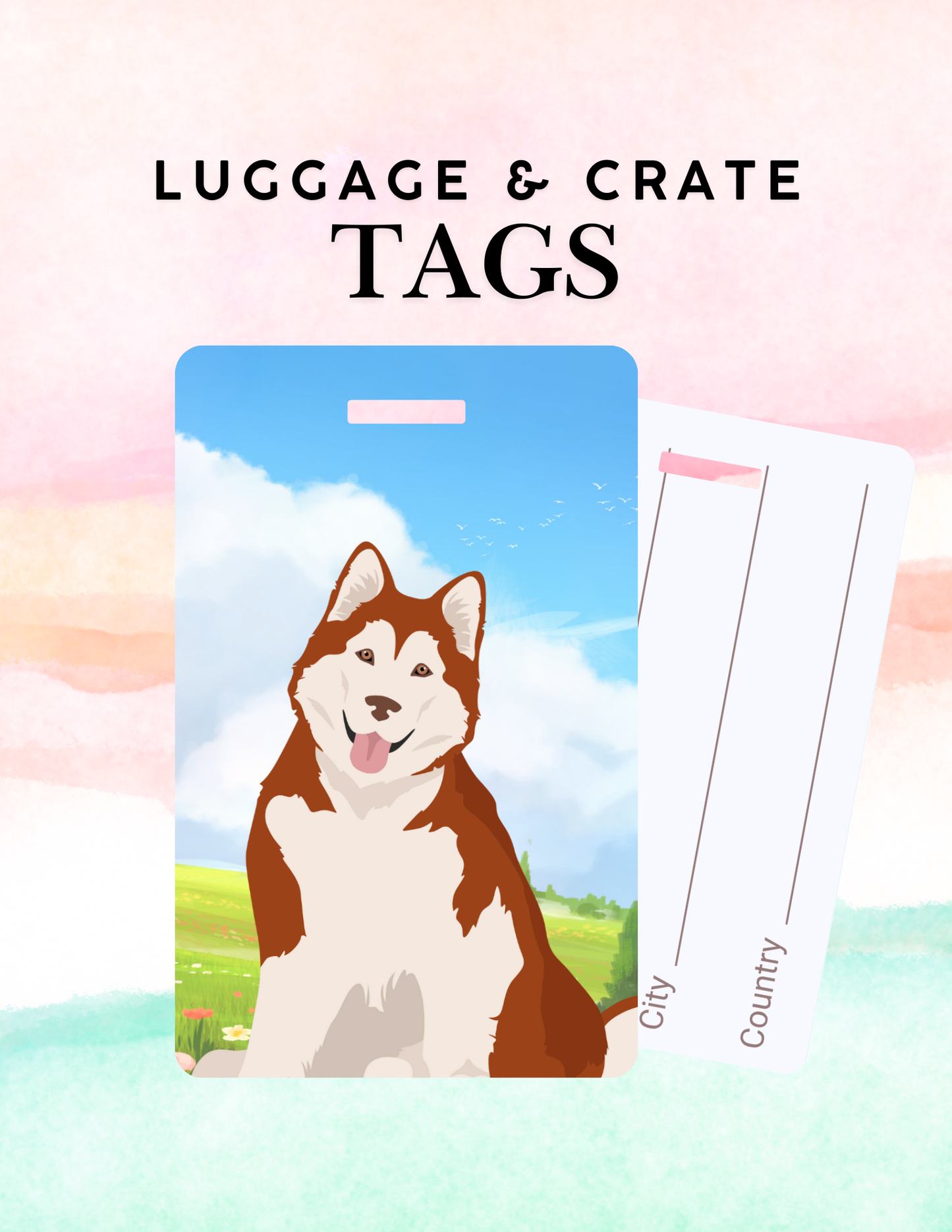 Alaskan Malamute Dog Metal Luggage/ Crate Tag
