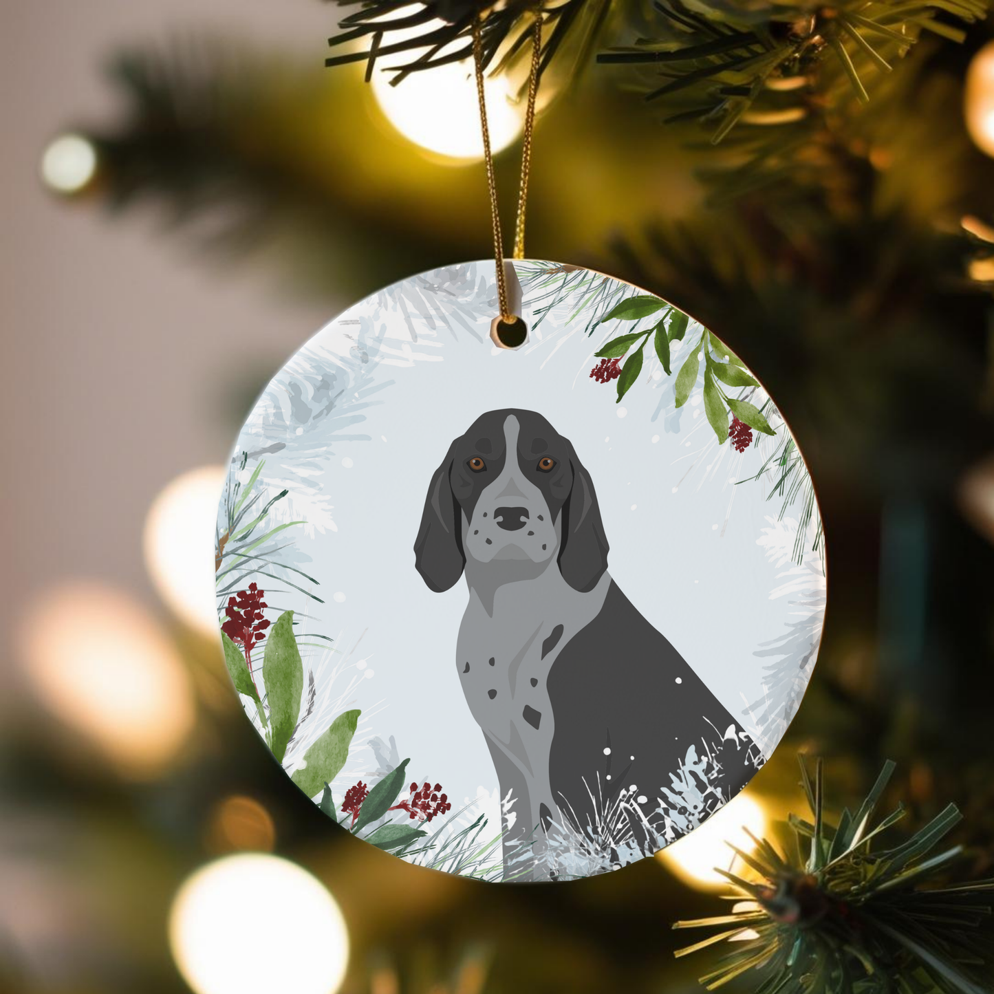 American English Coonhound Dog Ceramic Christmas Ornaments