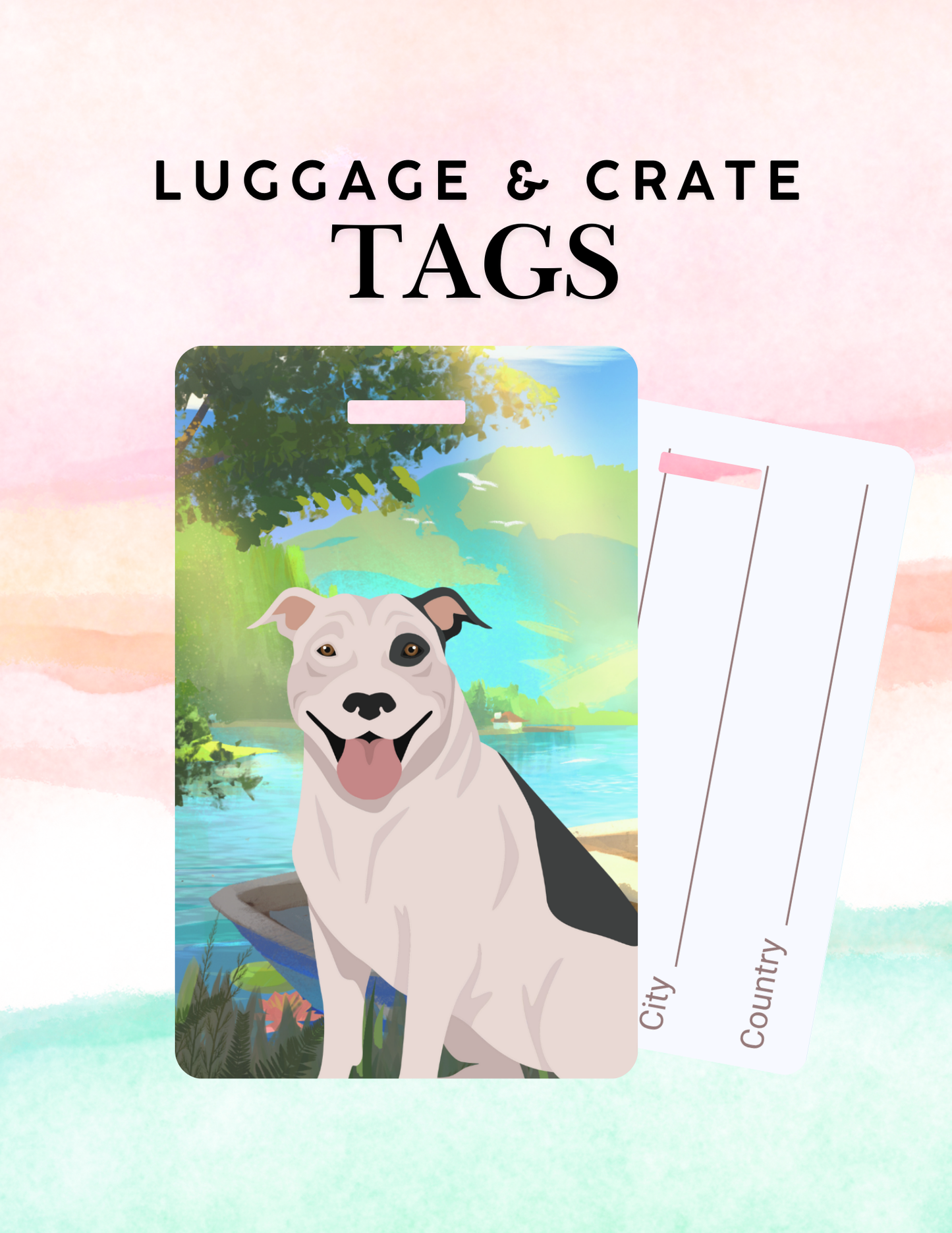 American Pit Bull Terrier Dog Metal Luggage/ Crate Tag