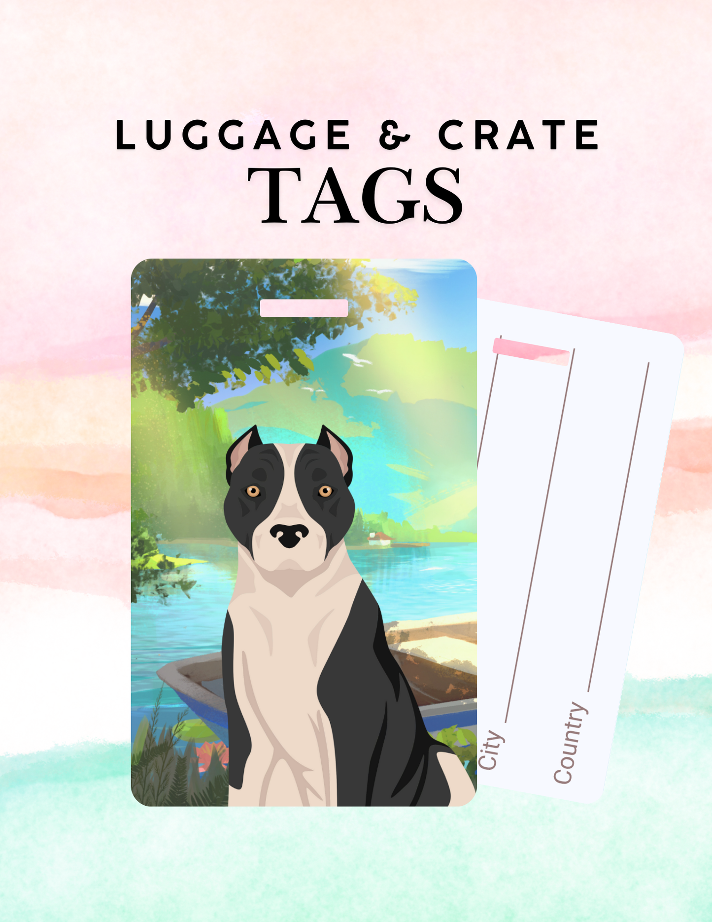 American Staffordshire Terrier Dog Metal Luggage/ Crate Tag