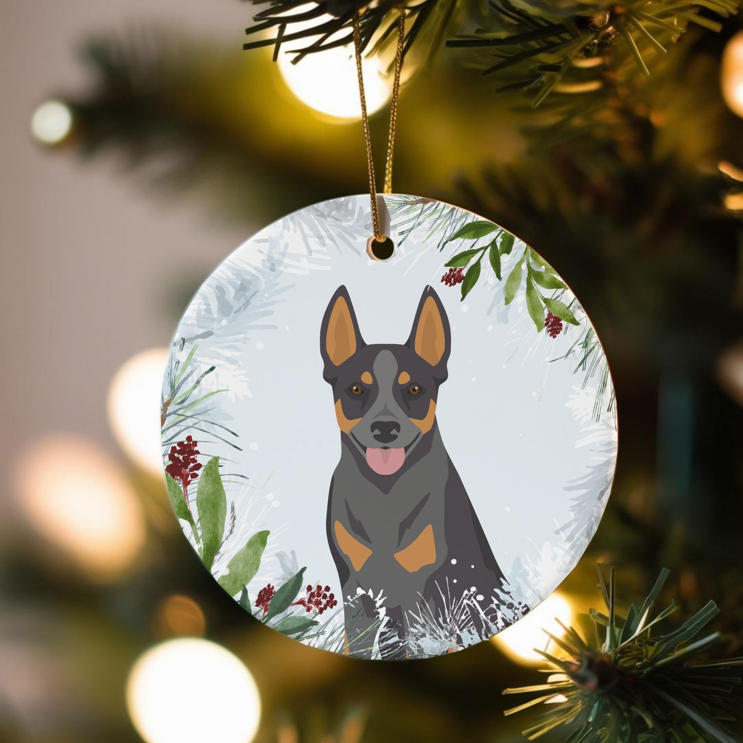 Australian Stumpy Tail Cattle Dog Dog Ceramic Christmas Ornaments