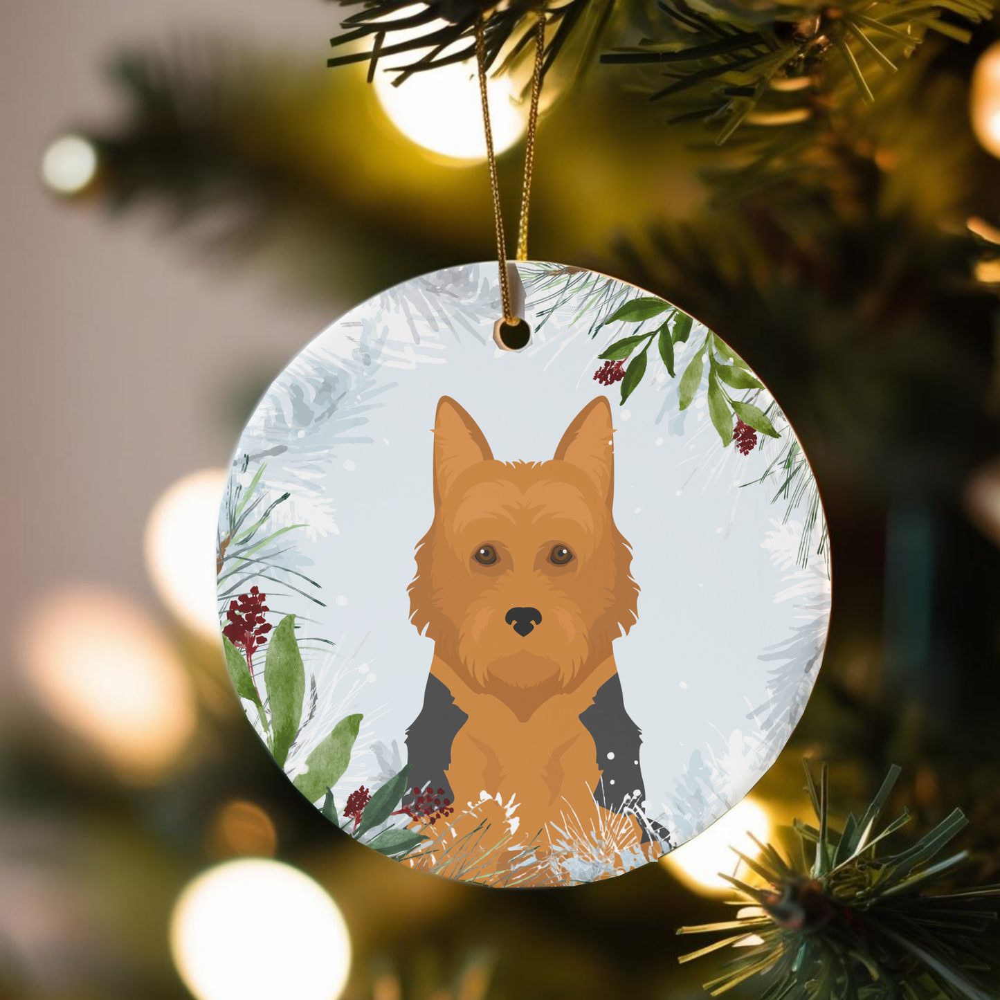 Austrian Terrier Dog Ceramic Christmas Ornaments
