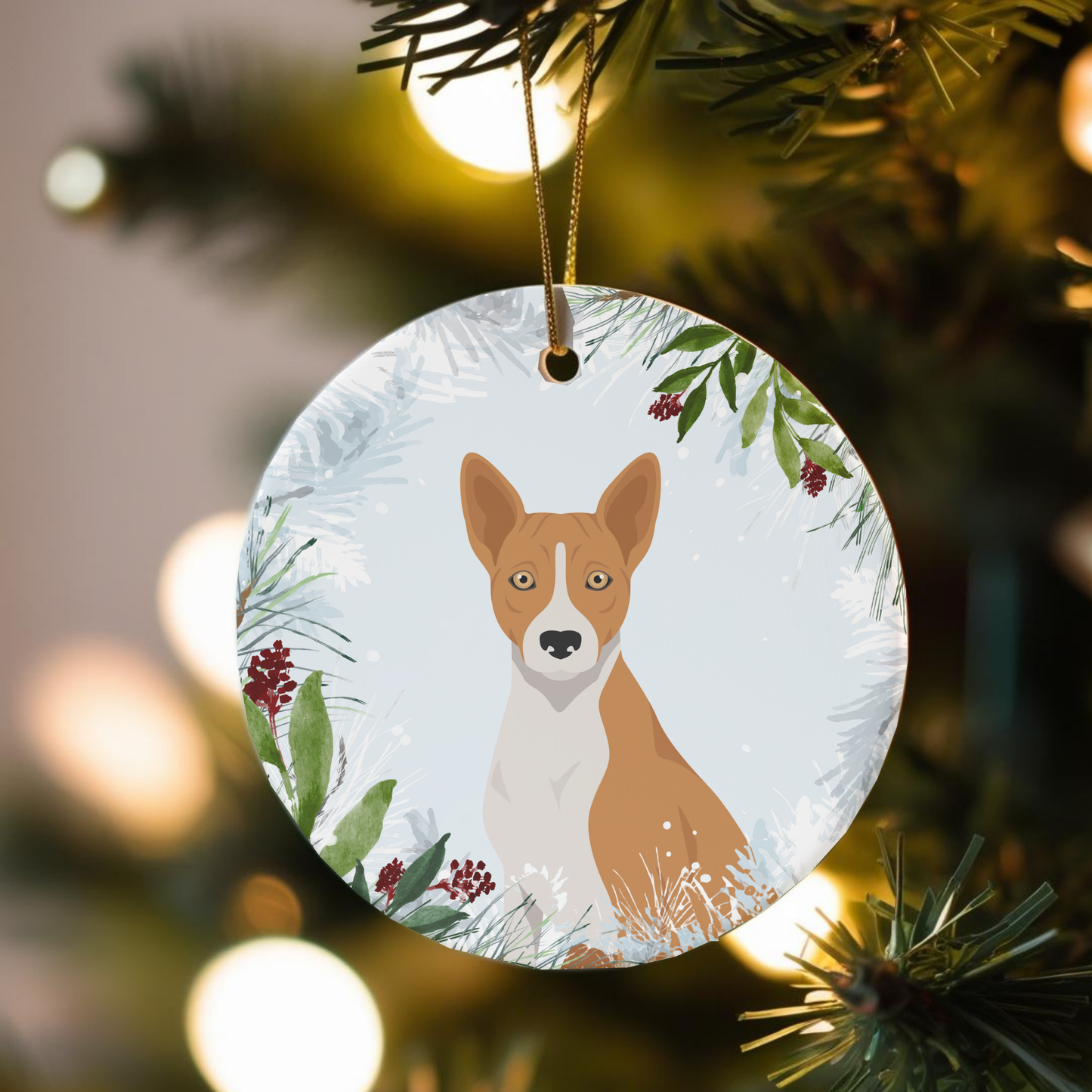 Basenji Dog Ceramic Christmas Ornaments