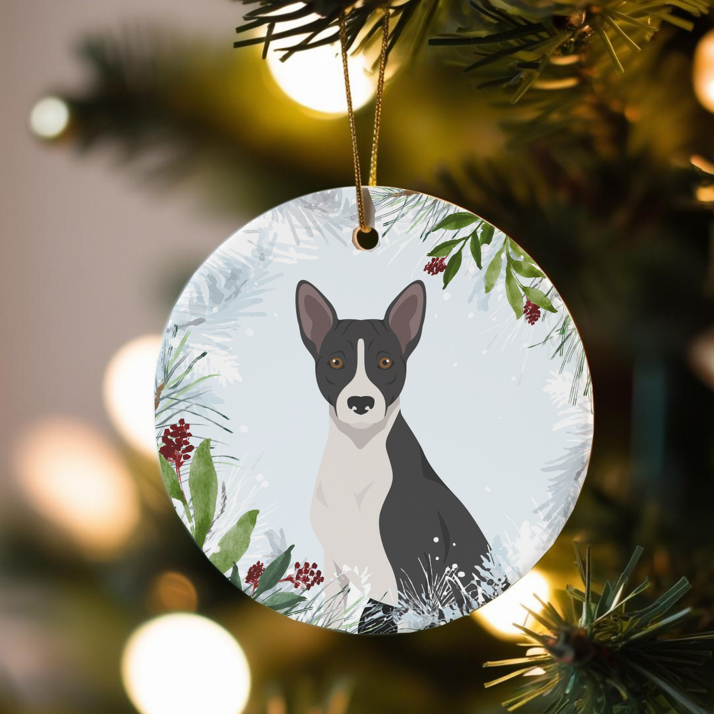Basenji Dog Ceramic Christmas Ornaments