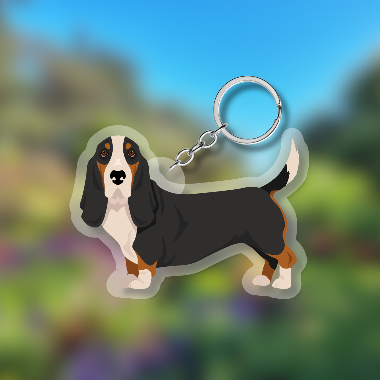 Basset Hound Dog 2.5in Acrylic Keychain