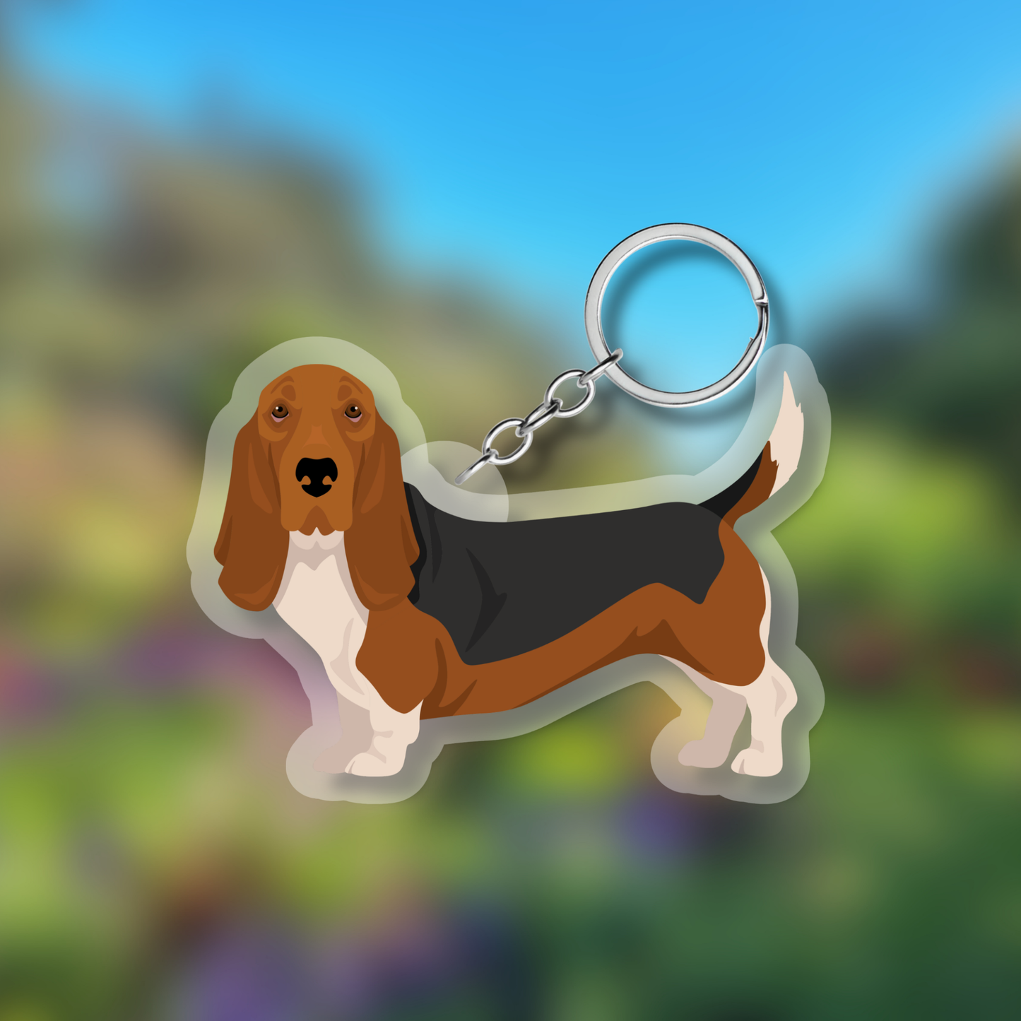 Basset Hound Dog 2.5in Acrylic Keychain