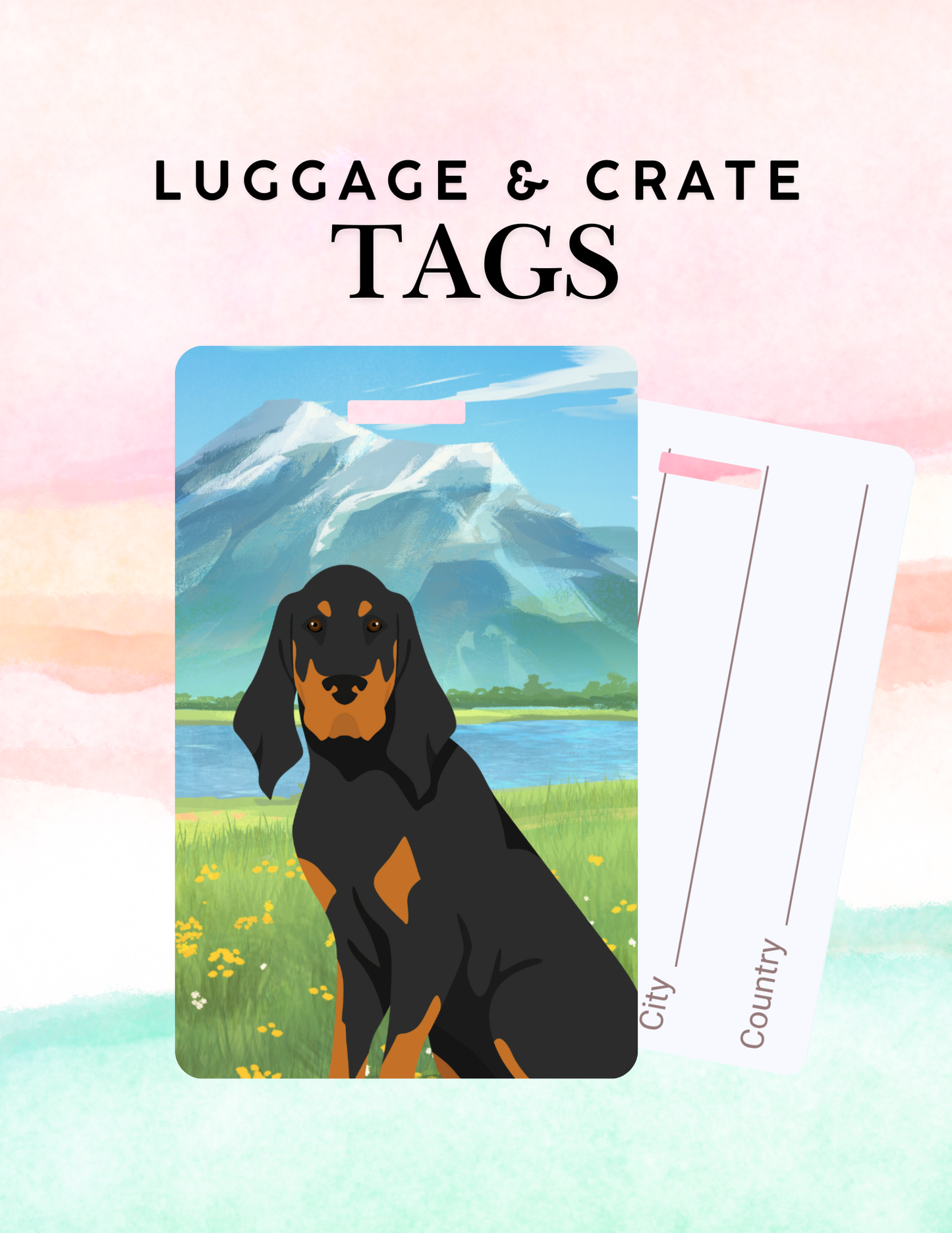 Black and Tan Coonhound Dog Metal Luggage/ Crate Tag