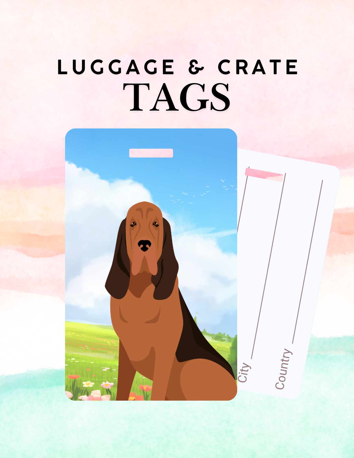 Bloodhound Dog Metal Luggage/ Crate Tag