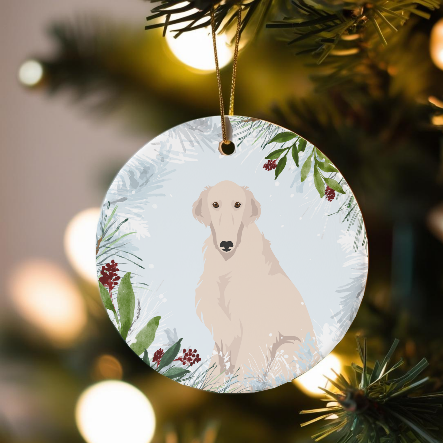 Borzoi Dog Ceramic Christmas Ornaments