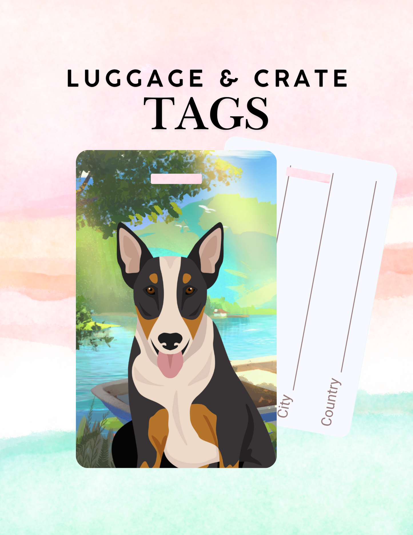 Bull Terrier Dog Metal Luggage/ Crate Tag