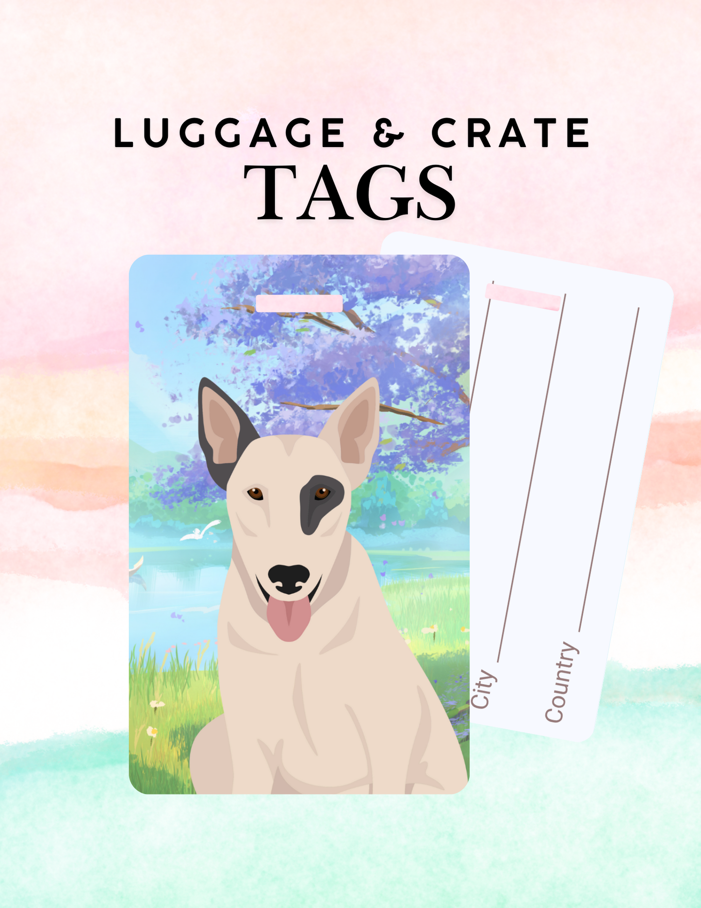 Bull Terrier Dog Metal Luggage/ Crate Tag