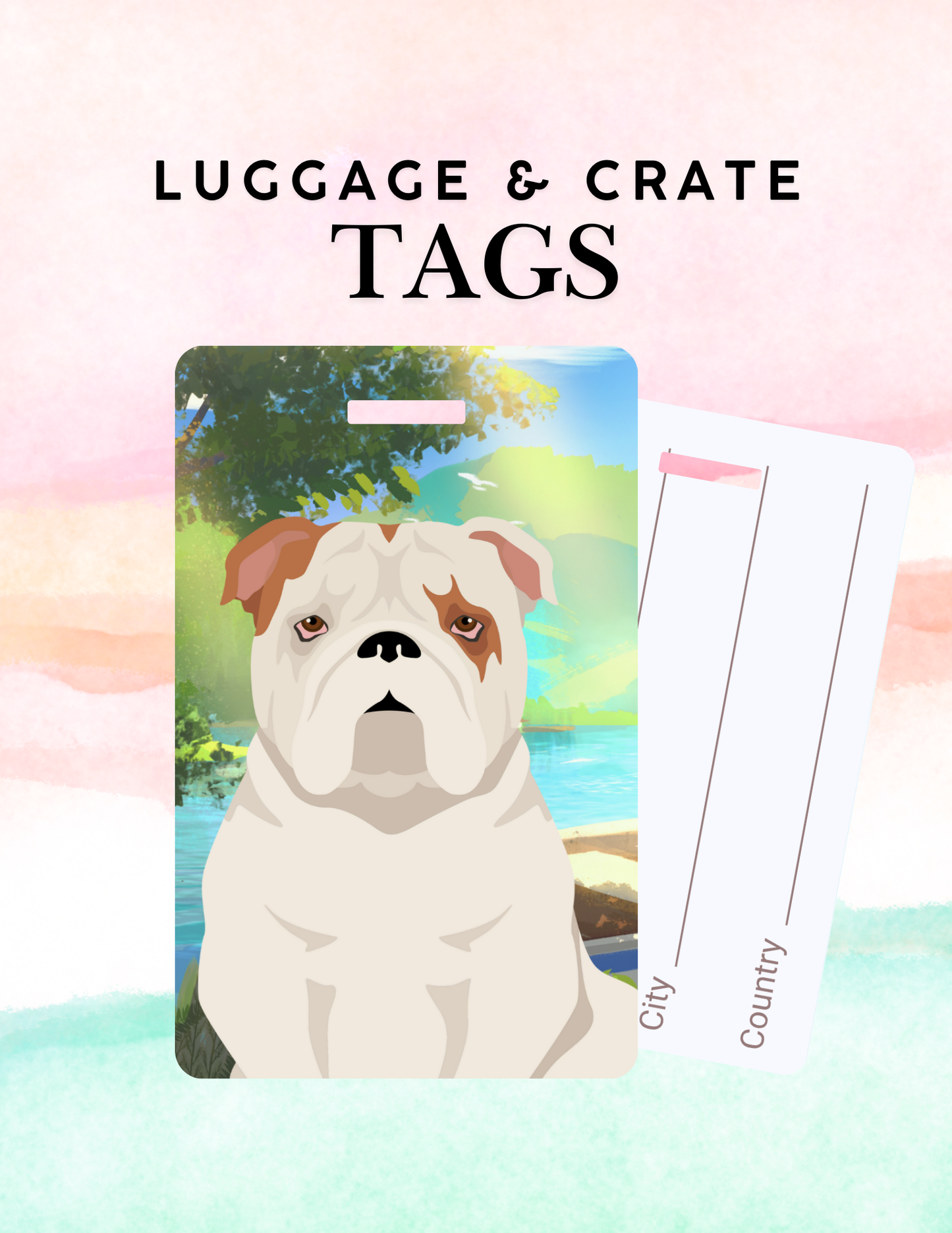 Bulldog Dog Metal Luggage/ Crate Tag