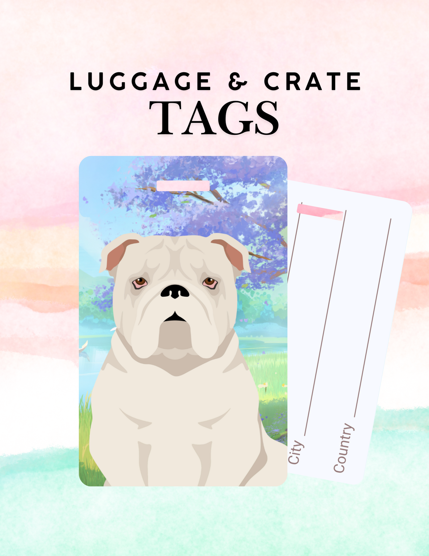 Bulldog Dog Metal Luggage/ Crate Tag