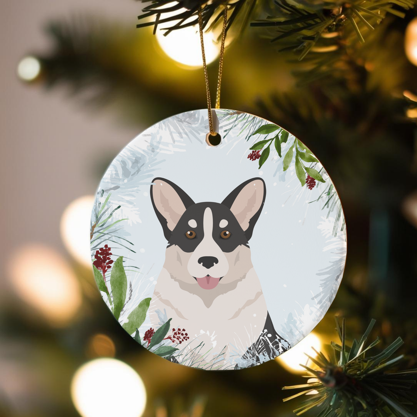 Cardigan Welsh Corgi Dog Ceramic Christmas Ornaments